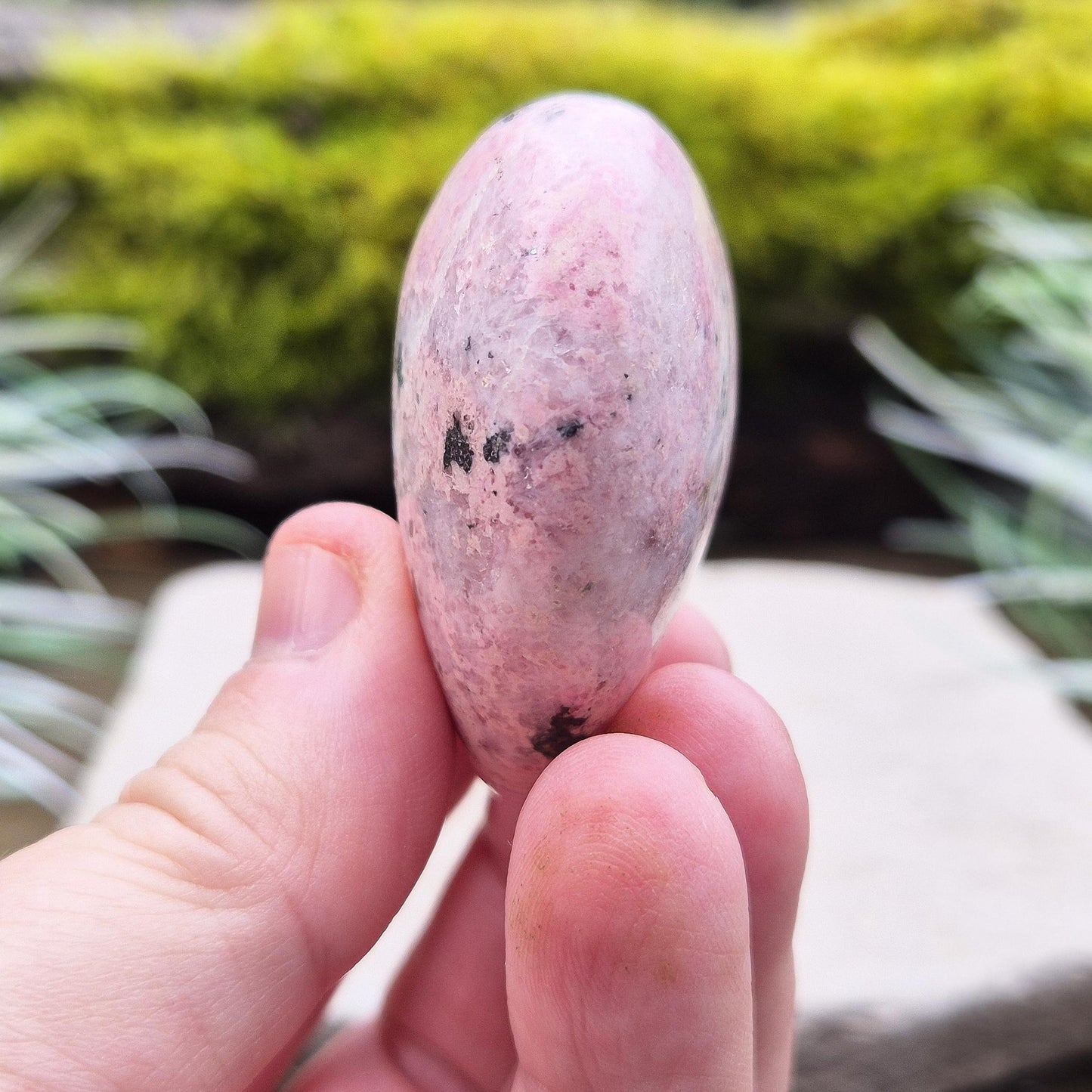 Pink Rhodonite Heart – Encourages love, forgiveness, and emotional balance while supporting personal growth, compassion, and healing. 
