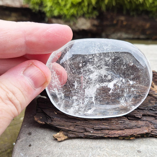 Polished Clear Quartz Palm Stone: Energy Work Crystal