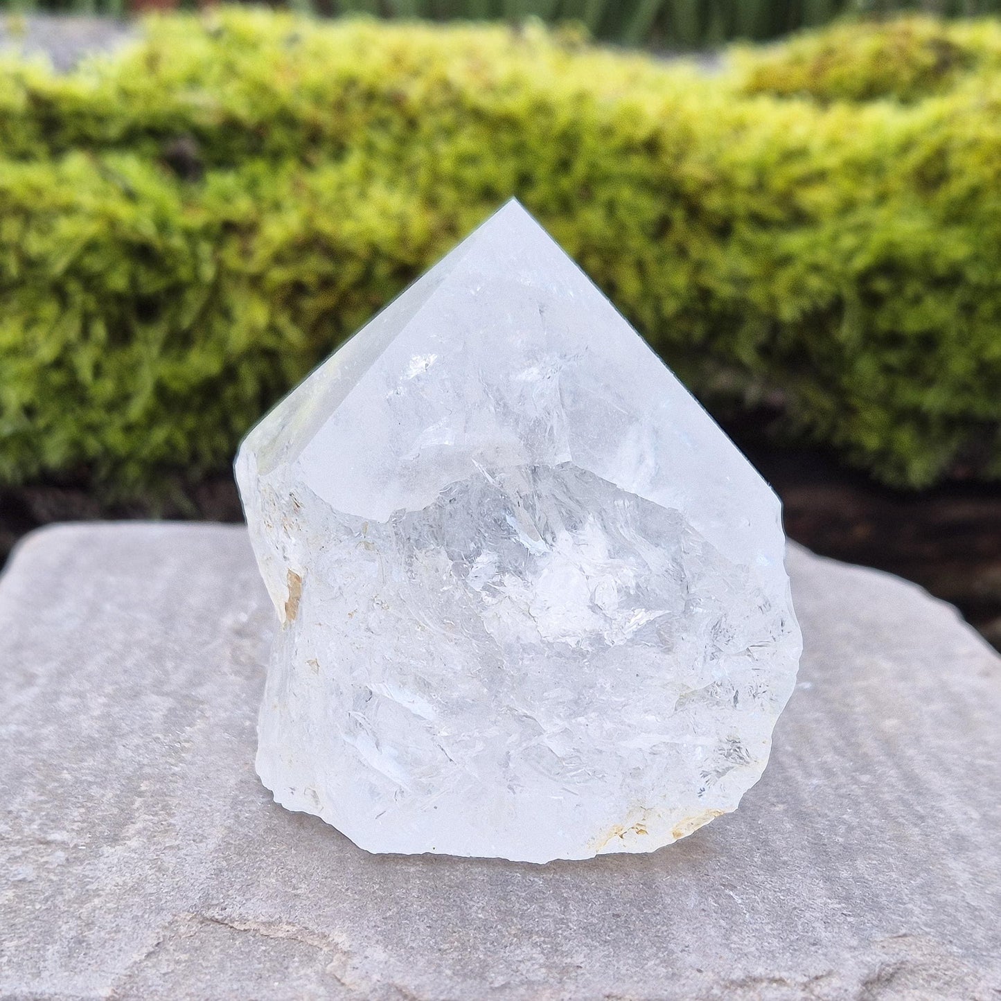 Quartz Crystal Point, Polished Tip, Natural Sides, Rainbow Inclusion