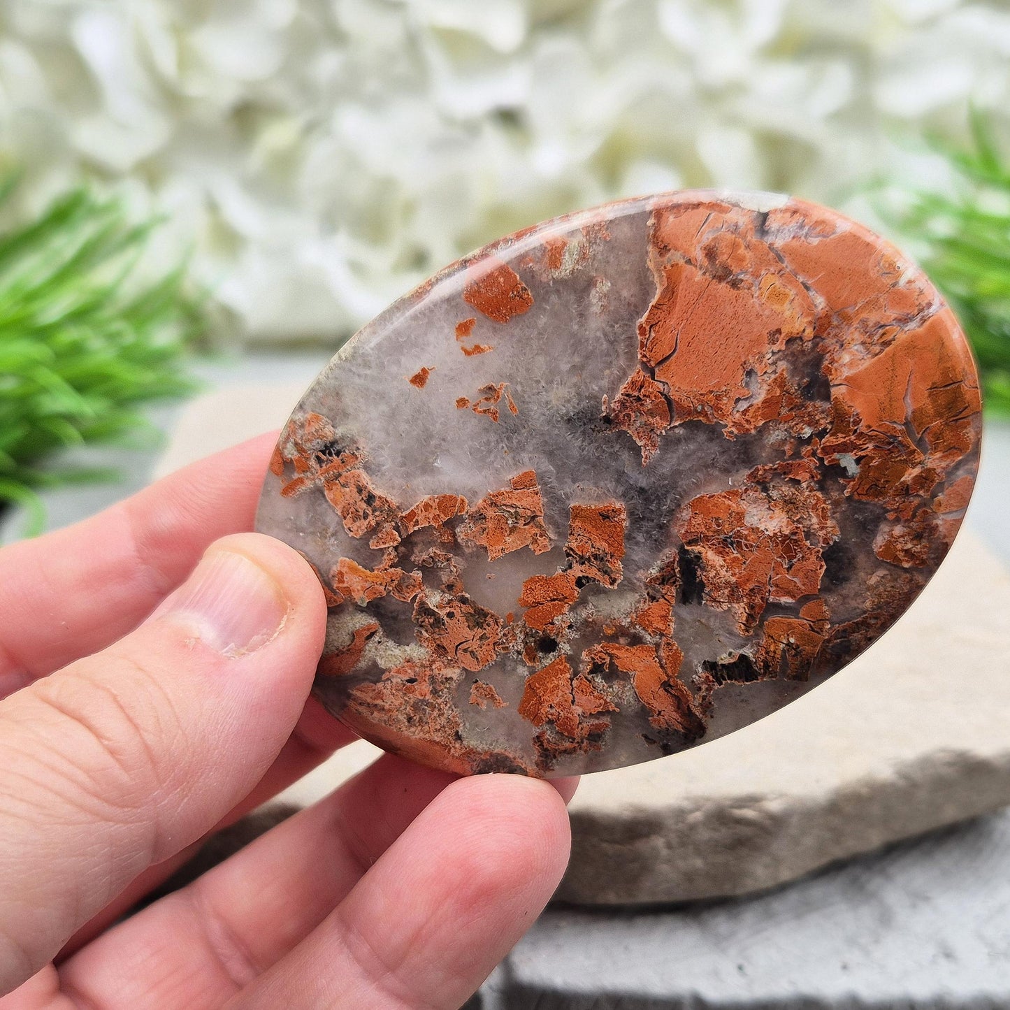 Poppy Jasper Palm Stone, Polished Flat Stone | Supports Getting Things Done | Spiritual Gemstone