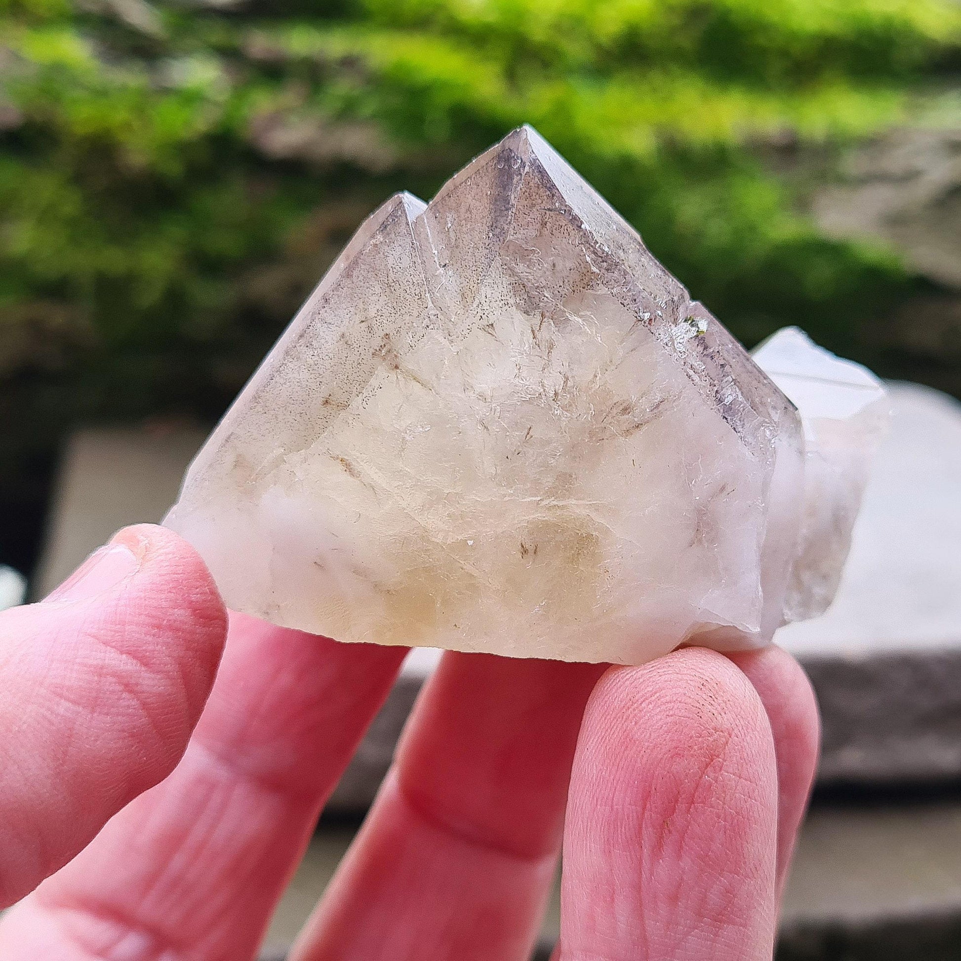 Amethyst and Citrine with Hematite inclusions, natural point, from the Sichuan Province, China. Base is cut flat so it will sit on an even surface. Stunning!
