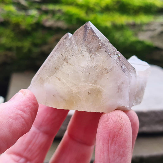 Amethyst and Citrine with Hematite inclusions, natural point, from the Sichuan Province, China. Base is cut flat so it will sit on an even surface. Stunning!