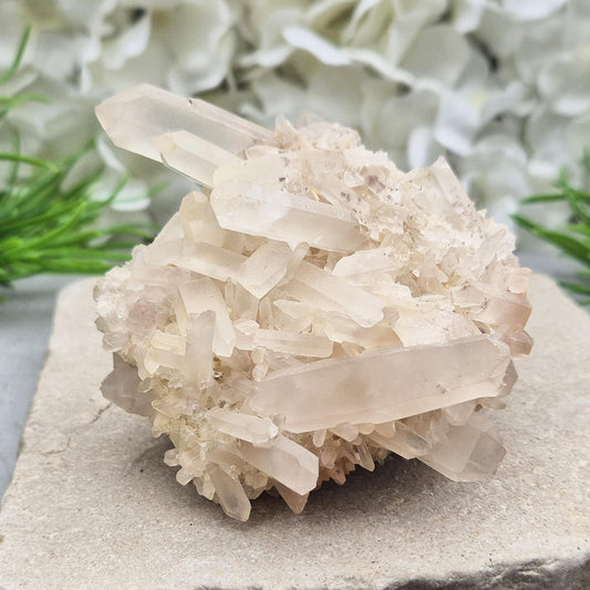 Frosted Quartz cluster from Madagascar with soft, milky points. Brings clarity, calm, and balance—perfect for energy work, meditation, or your sacred space.