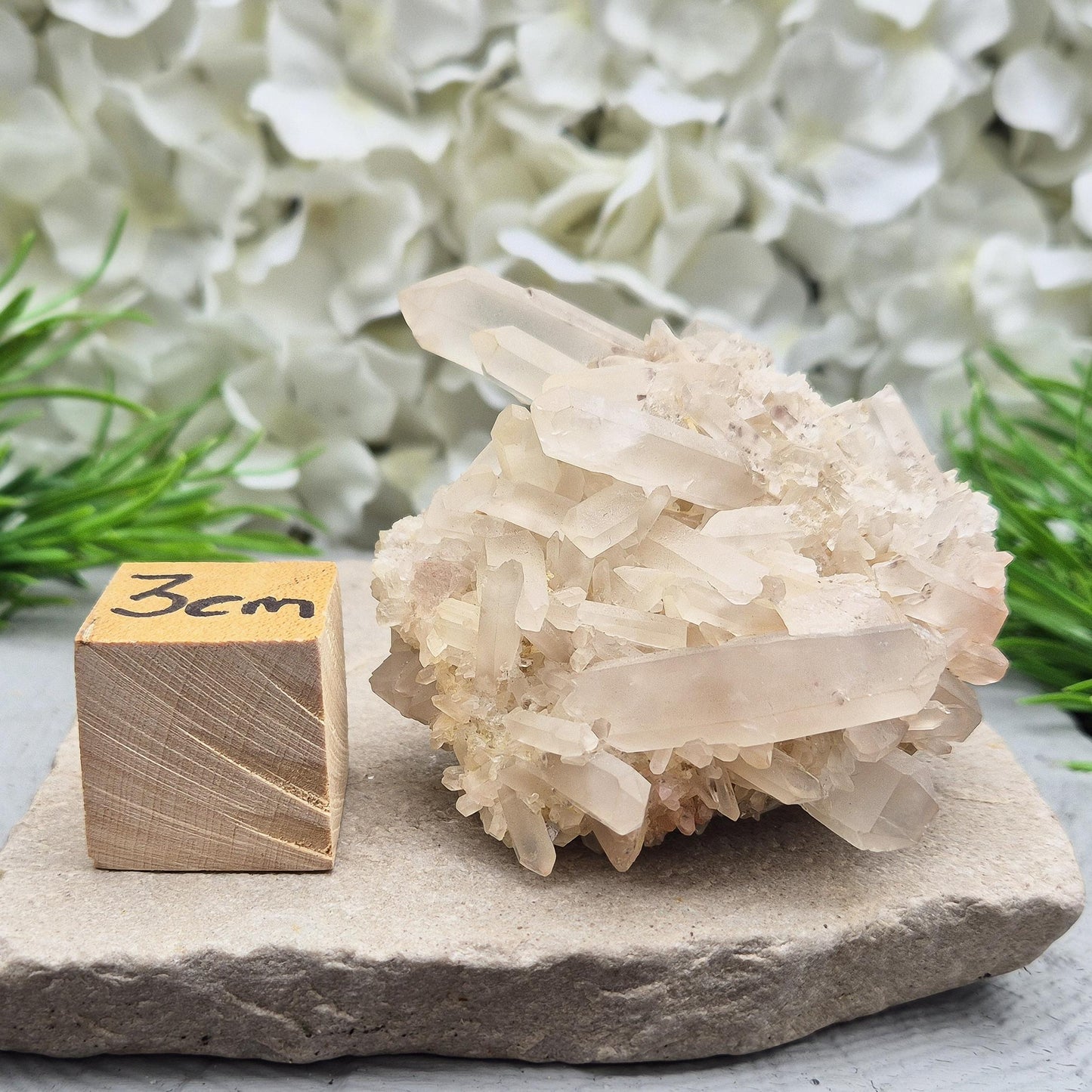 Frosted Quartz cluster from Madagascar with soft, milky points. Brings clarity, calm, and balance—perfect for energy work, meditation, or your sacred space.