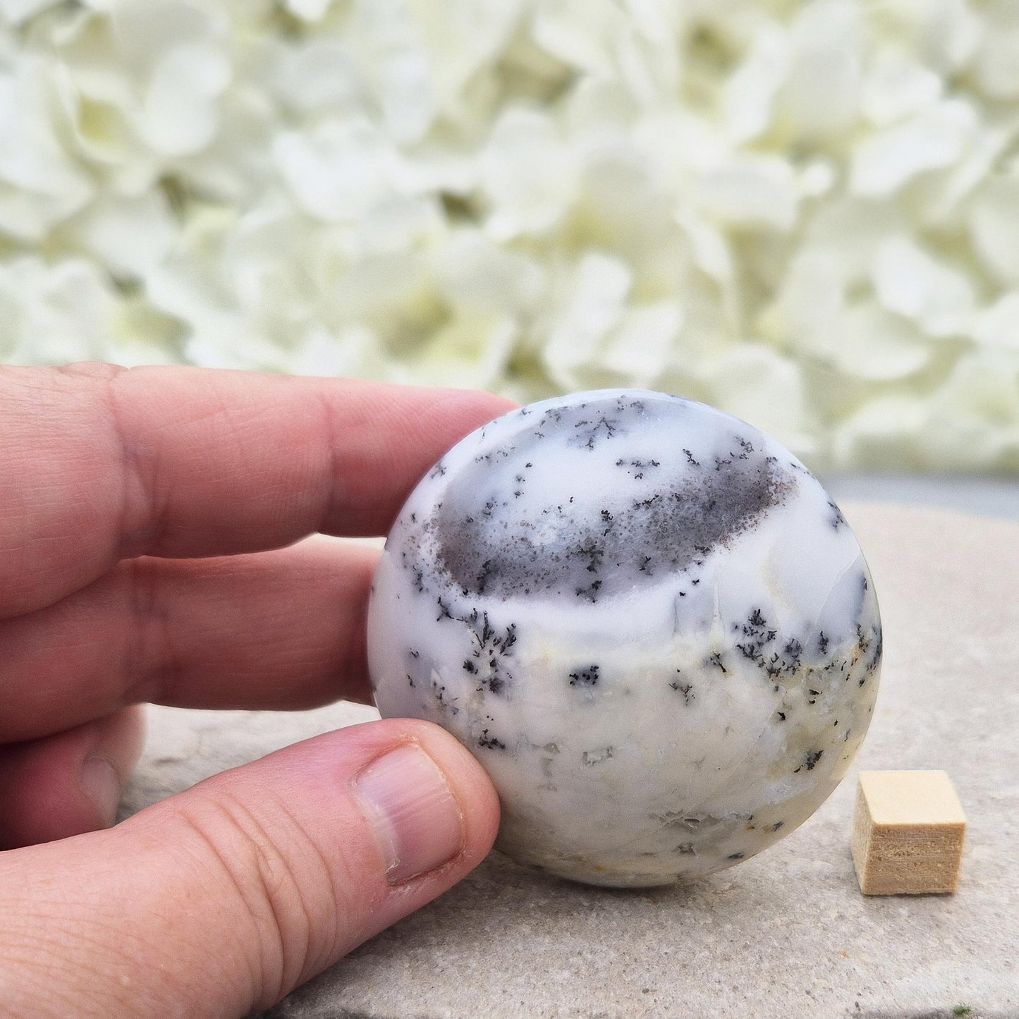 Merlinite Crystal, White Opal With Dendritic Inclusions