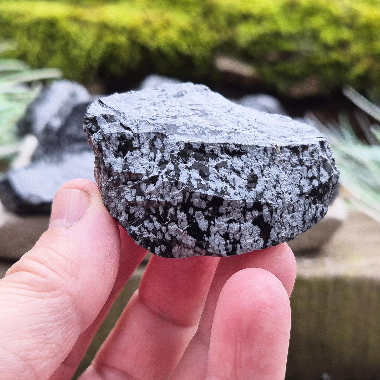 Raw Snowflake Obsidian stone, ideal for clearing mental clutter. A must-have for crystal lovers, healers and collectors.