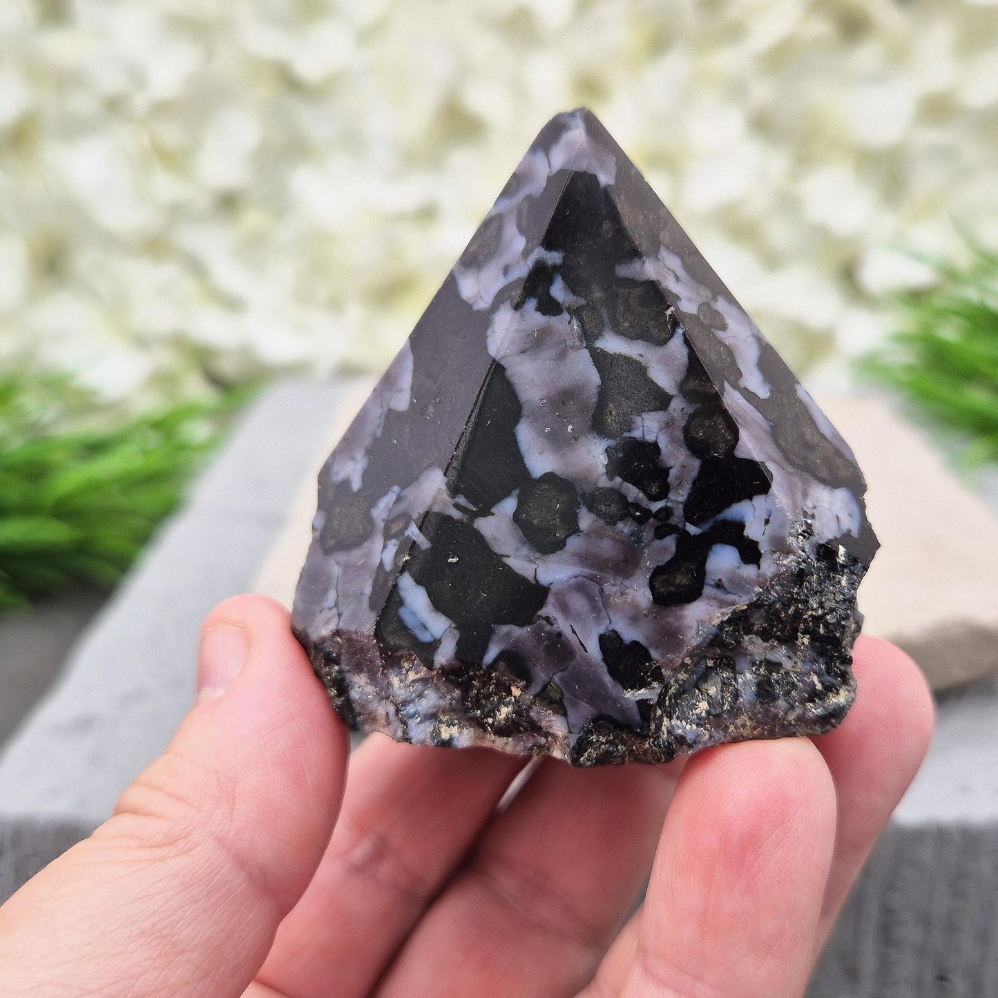 Indigo Gabbro Point (Mystic Merlinite) from Madagascar | Intuition & Emotional Strength