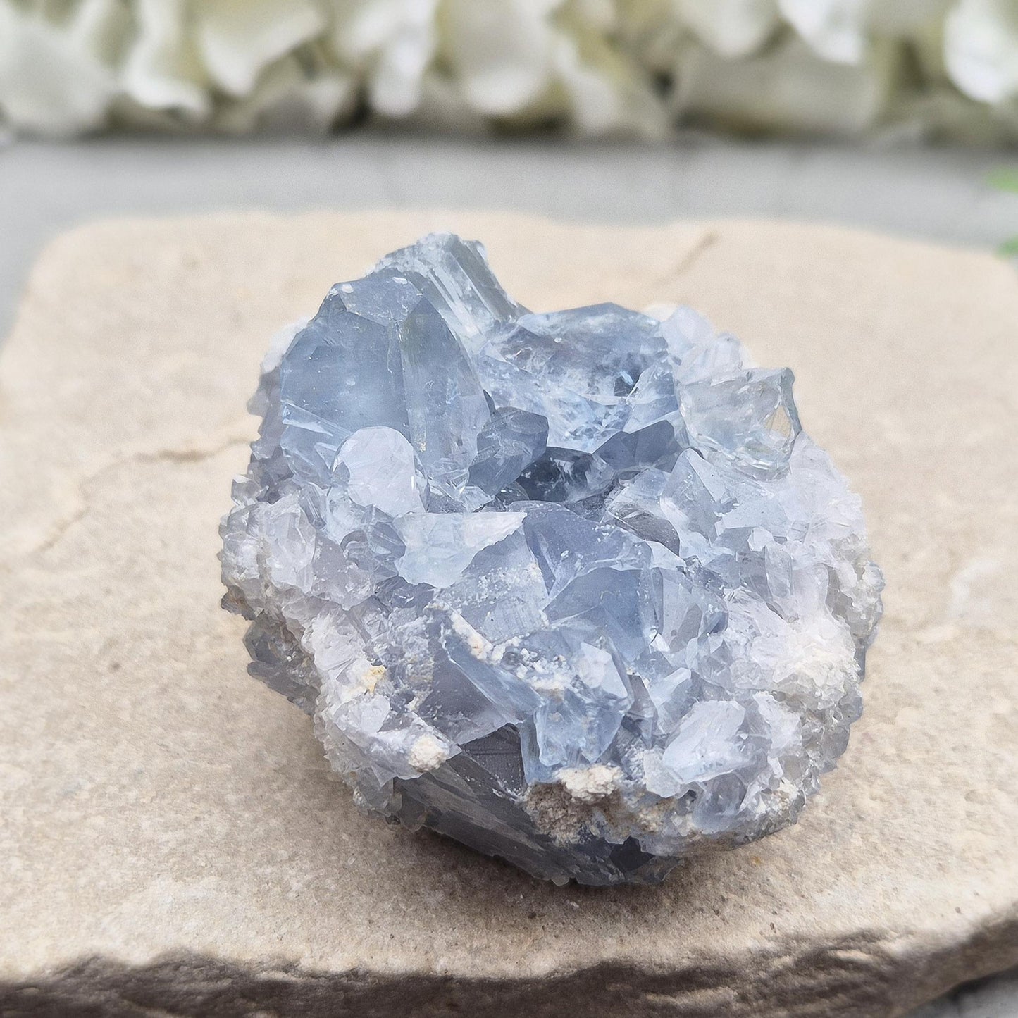 Celestite Crystal Cluster, Natural Blue Celestine Gemstone