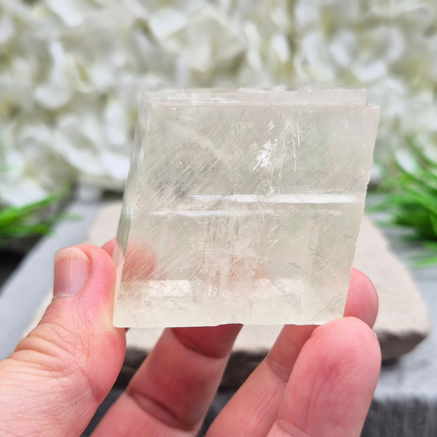 Optical Calcite crystal – uplifting energy for focus, self-belief, and letting go of the past. A unique stone to inspire clarity and growth. 