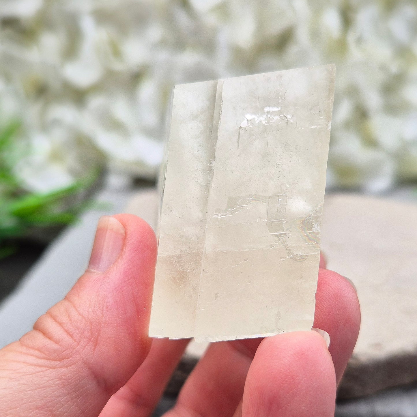 Optical Calcite crystal – uplifting energy for focus, self-belief, and letting go of the past. A unique stone to inspire clarity and growth. 