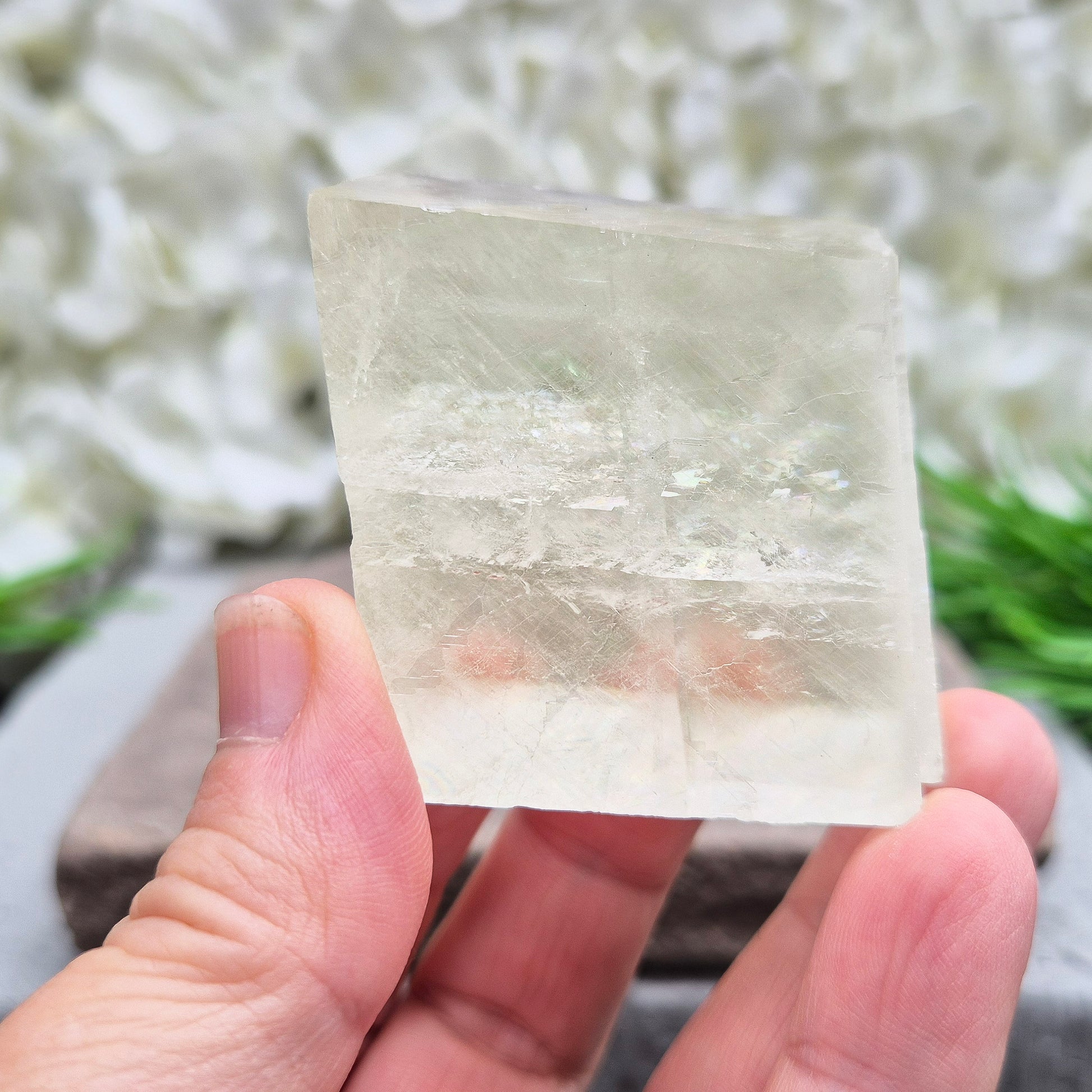 Optical Calcite crystal – uplifting energy for focus, self-belief, and letting go of the past. A unique stone to inspire clarity and growth. 
