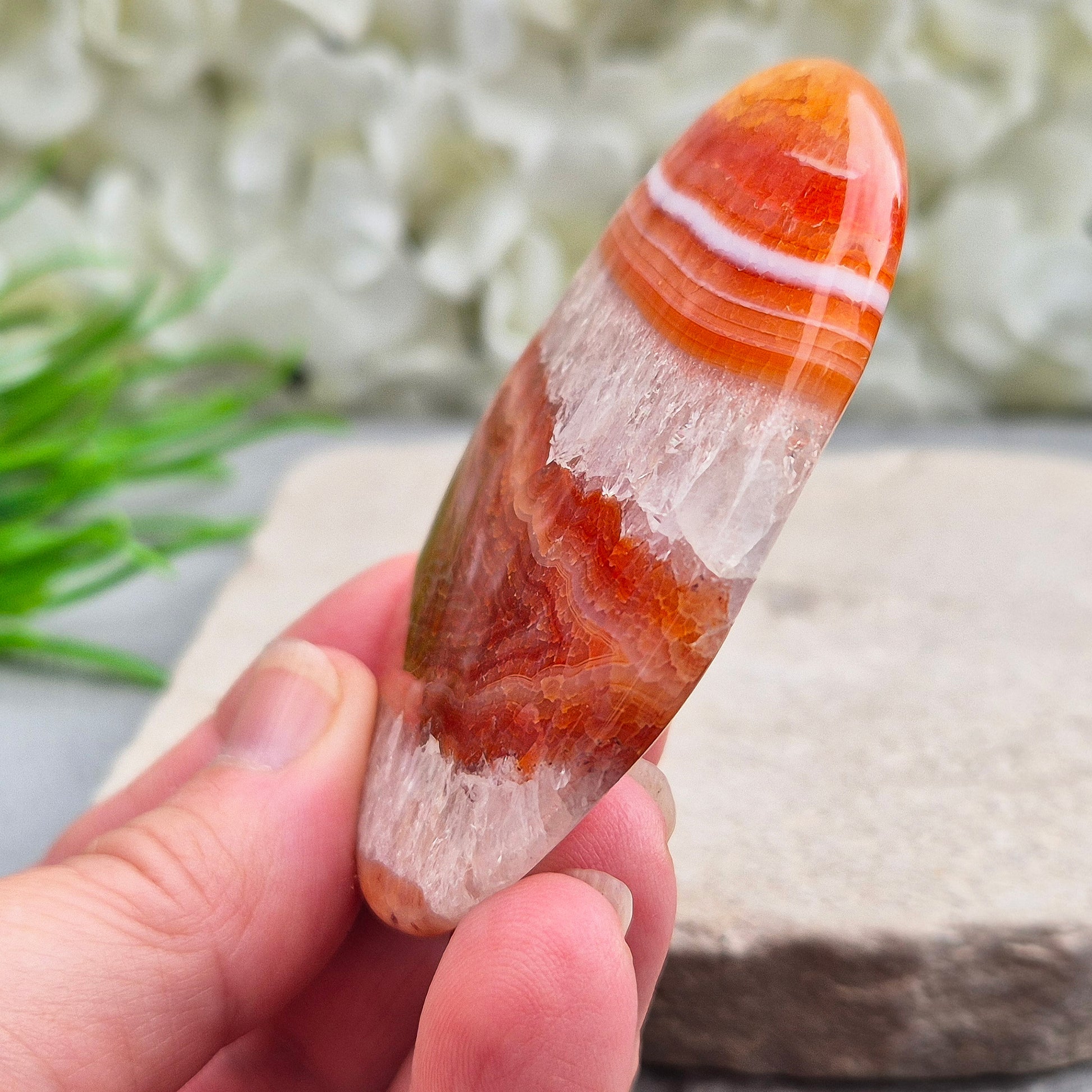 Fire Agate brings grounding, protection, and renewed vitality, helping you feel safe, balanced, and reconnected to your inner strength.