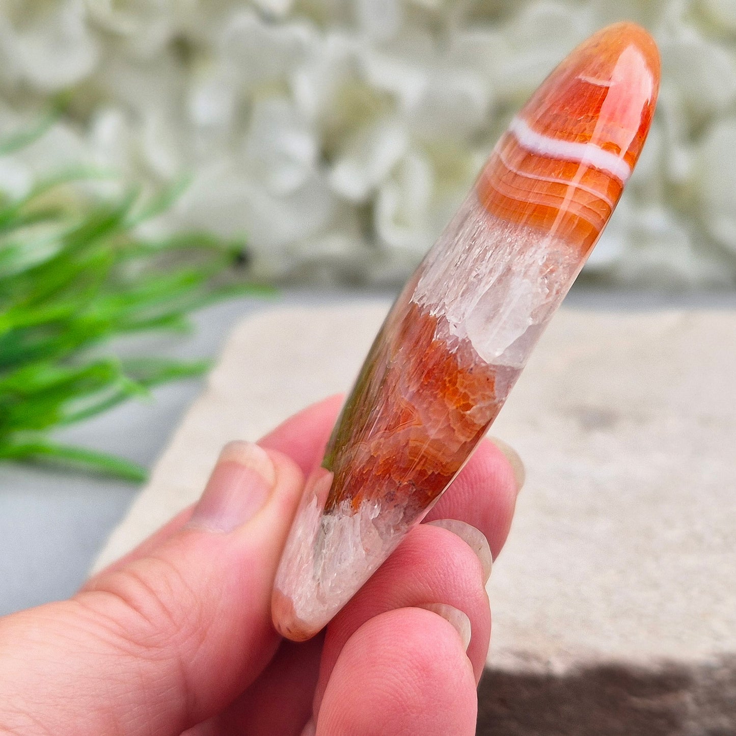 Fire Agate Palm Stone, Pocket Crystal, Gemstone to Carry With You or Have in Your Bag