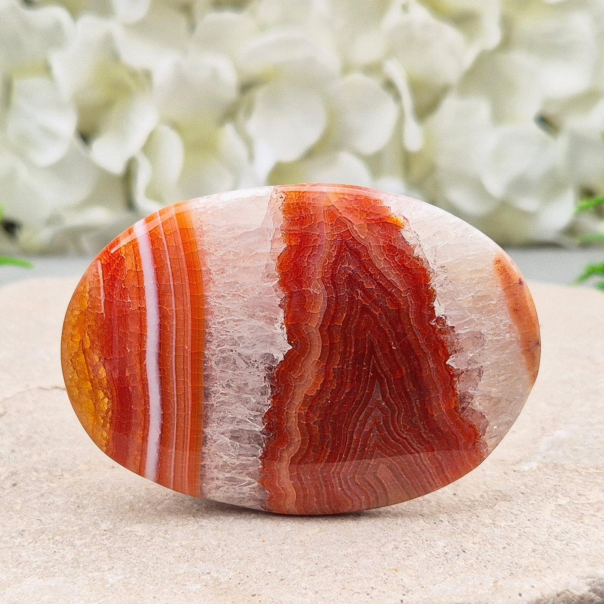 Fire Agate brings grounding, protection, and renewed vitality, helping you feel safe, balanced, and reconnected to your inner strength.