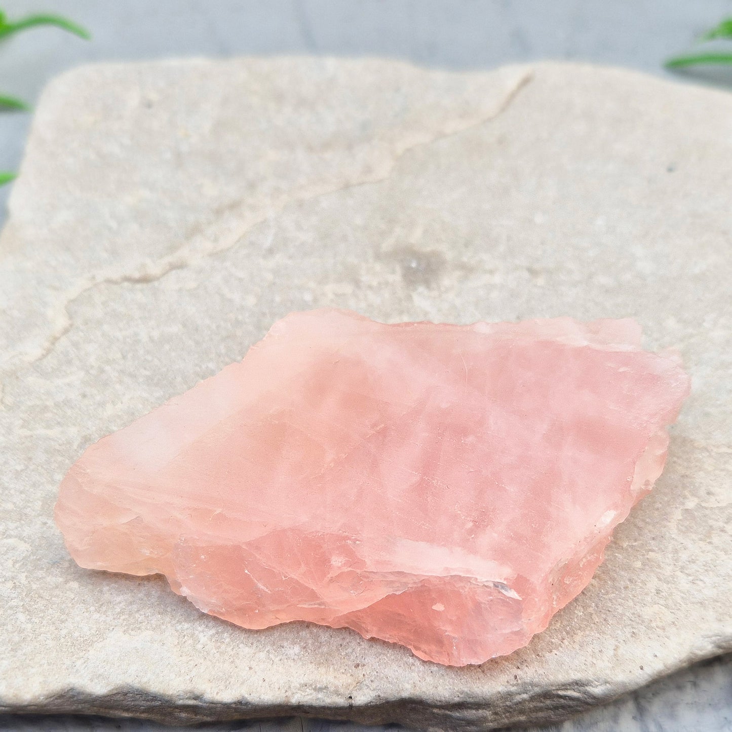 Rose Quartz display platform from South Africa. Flat cut base for crystals or jewellery, bringing gentle, loving energy to your space. 