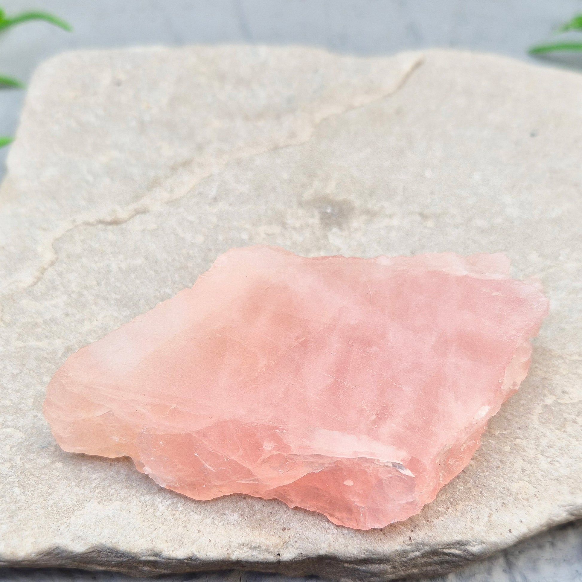 Rose Quartz display platform from South Africa. Flat cut base for crystals or jewellery, bringing gentle, loving energy to your space. 