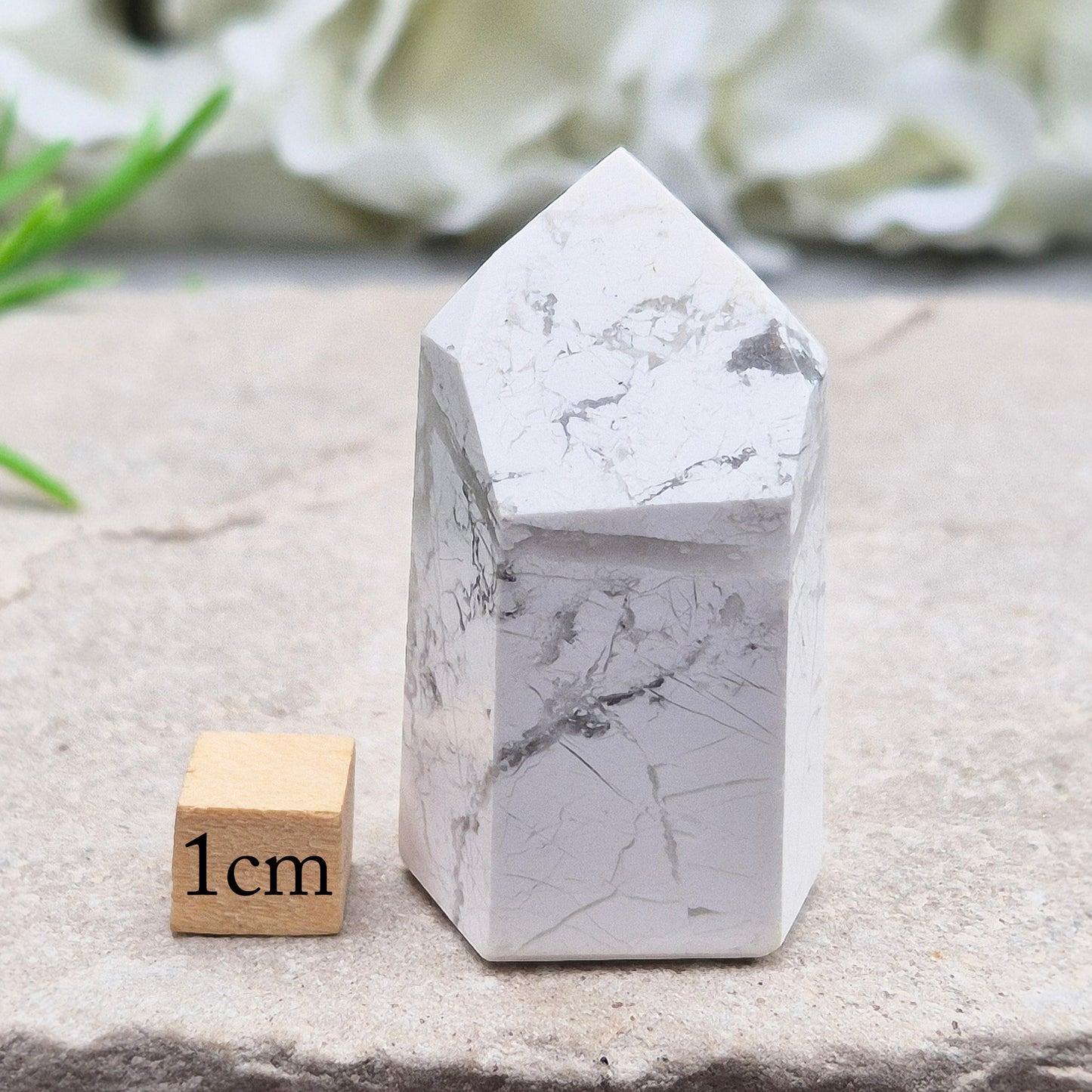 Howlite crystal promotes calm, patience, and peaceful sleep. A soothing stone for study, communication, and spiritual insight.