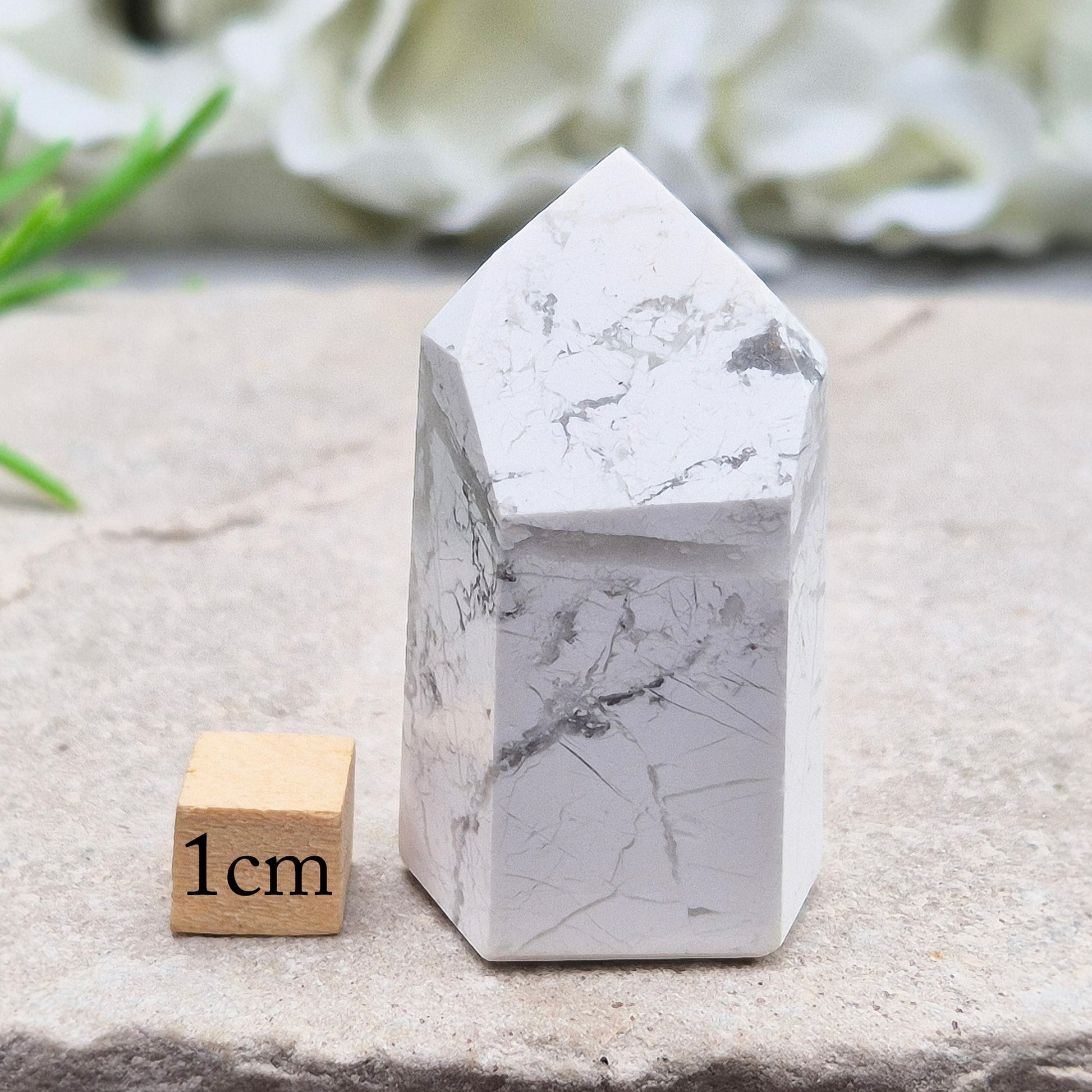 Howlite crystal promotes calm, patience, and peaceful sleep. A soothing stone for study, communication, and spiritual insight.