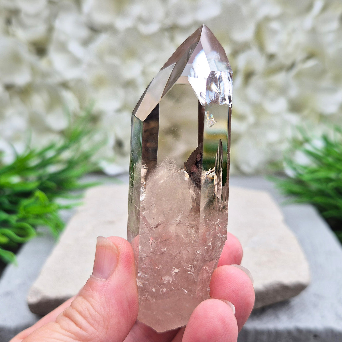 Smoky Quartz point for grounding, protection, and calm strength. Helps release stress and stabilise your energy throughout the day.