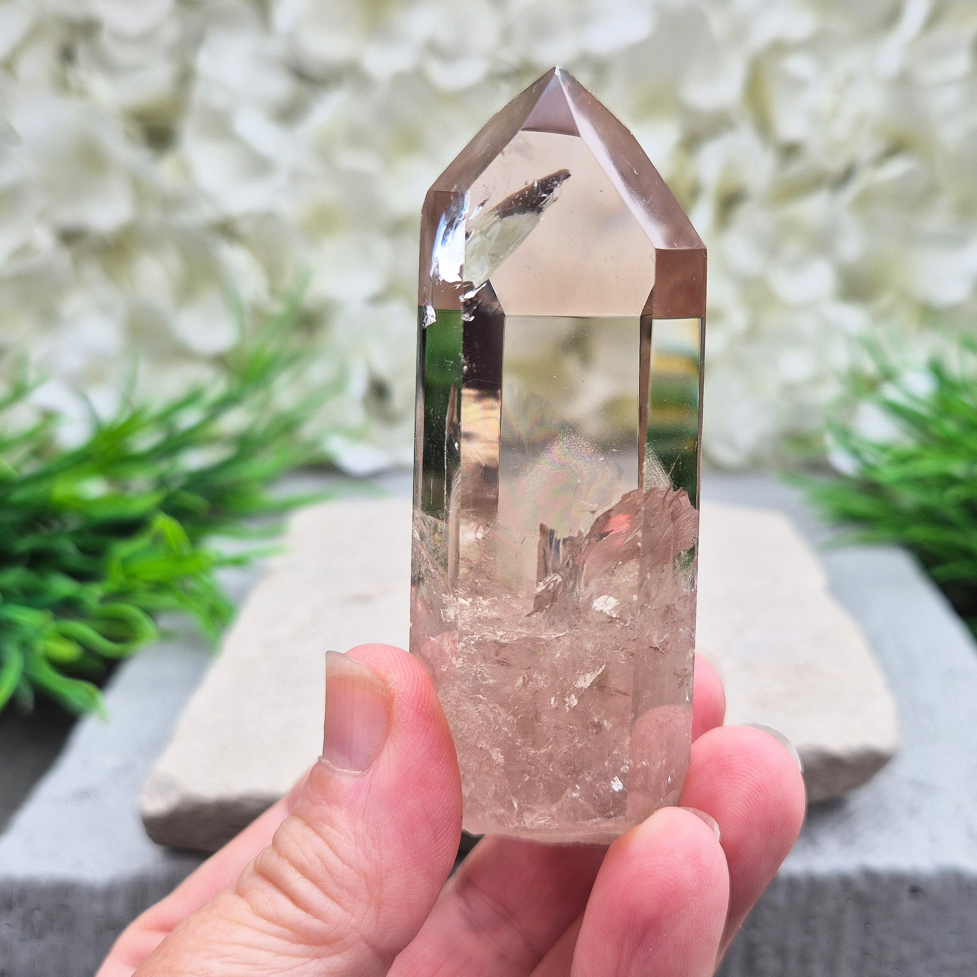 Smoky Quartz point for grounding, protection, and calm strength. Helps release stress and stabilise your energy throughout the day.