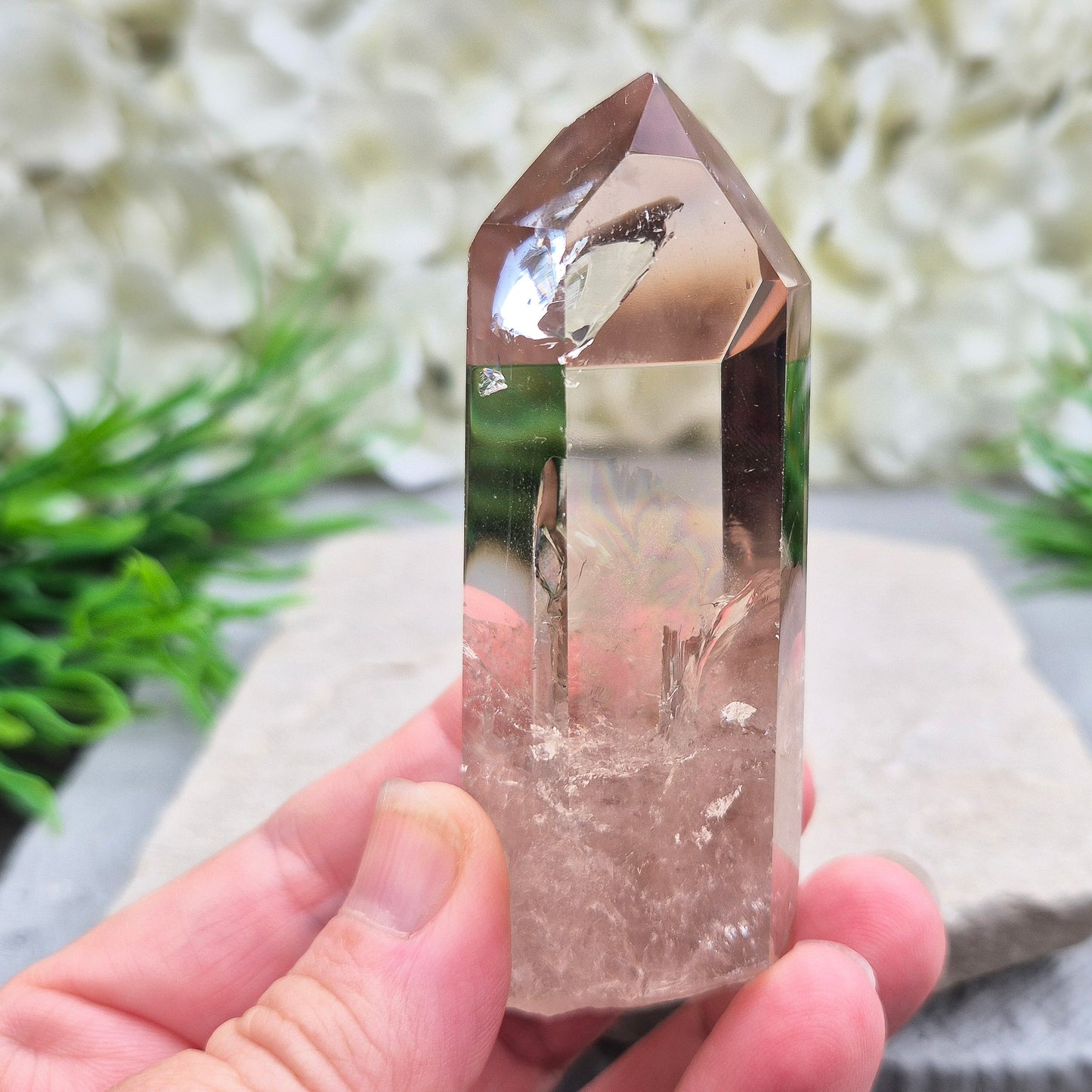 Smoky Quartz point for grounding, protection, and calm strength. Helps release stress and stabilise your energy throughout the day.