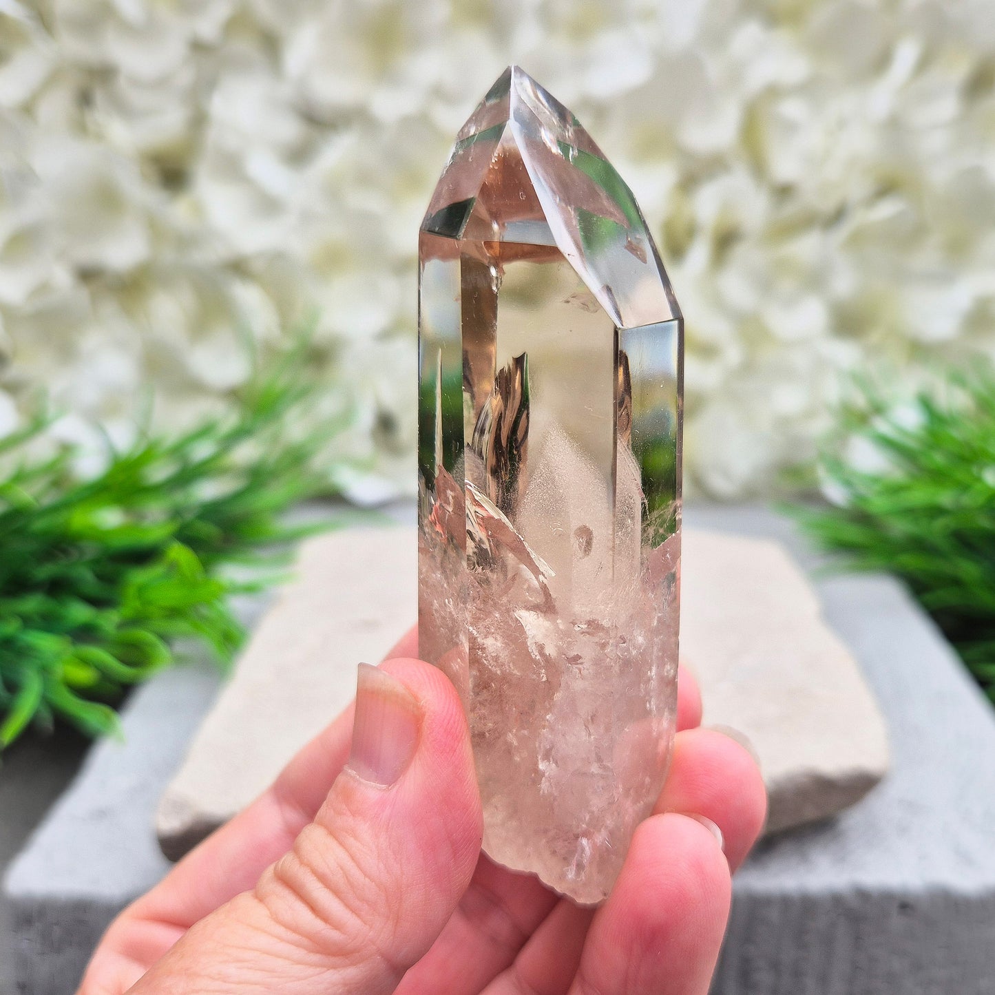 Smoky Quartz point for grounding, protection, and calm strength. Helps release stress and stabilise your energy throughout the day.