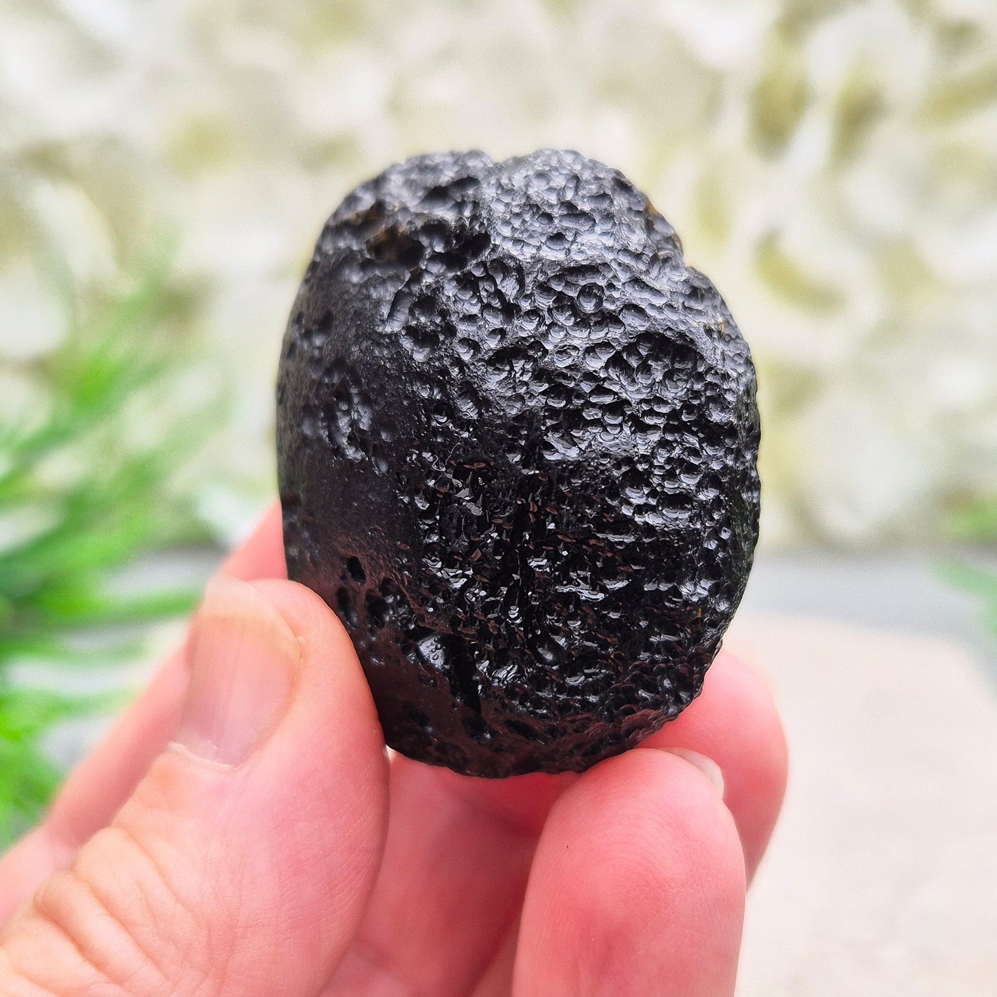 Natural Black Tektite to strengthen grounding, release blockages, and support personal growth. Ideal for energy work and transformation.