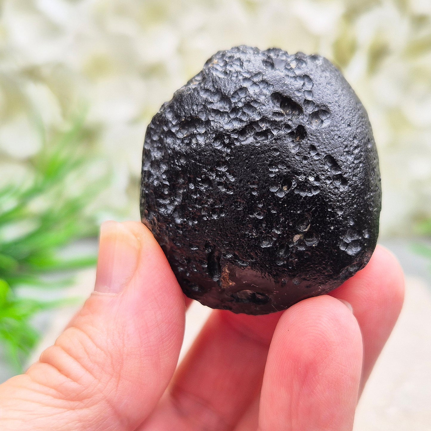 Natural Black Tektite to strengthen grounding, release blockages, and support personal growth. Ideal for energy work and transformation.