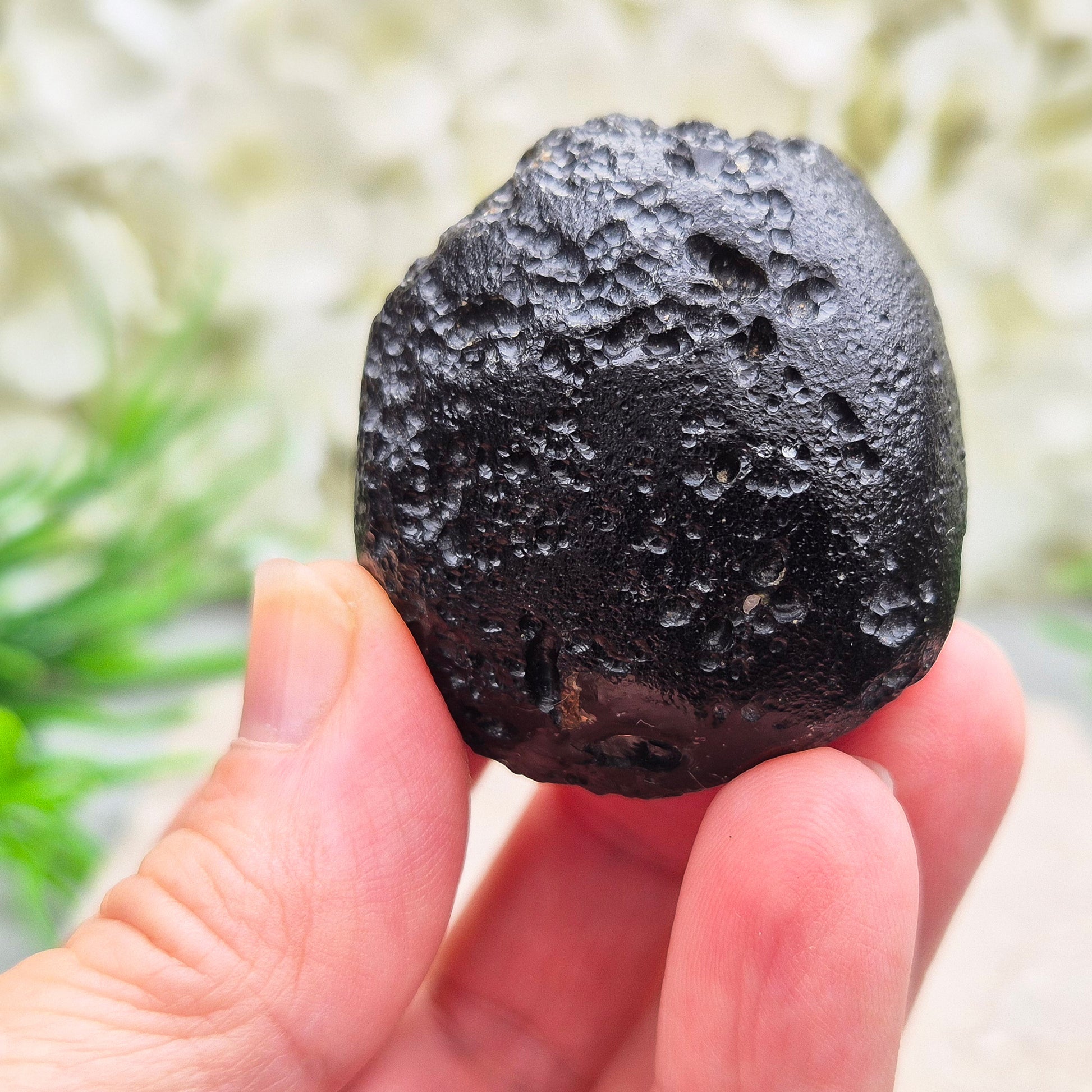 Natural Black Tektite to strengthen grounding, release blockages, and support personal growth. Ideal for energy work and transformation.