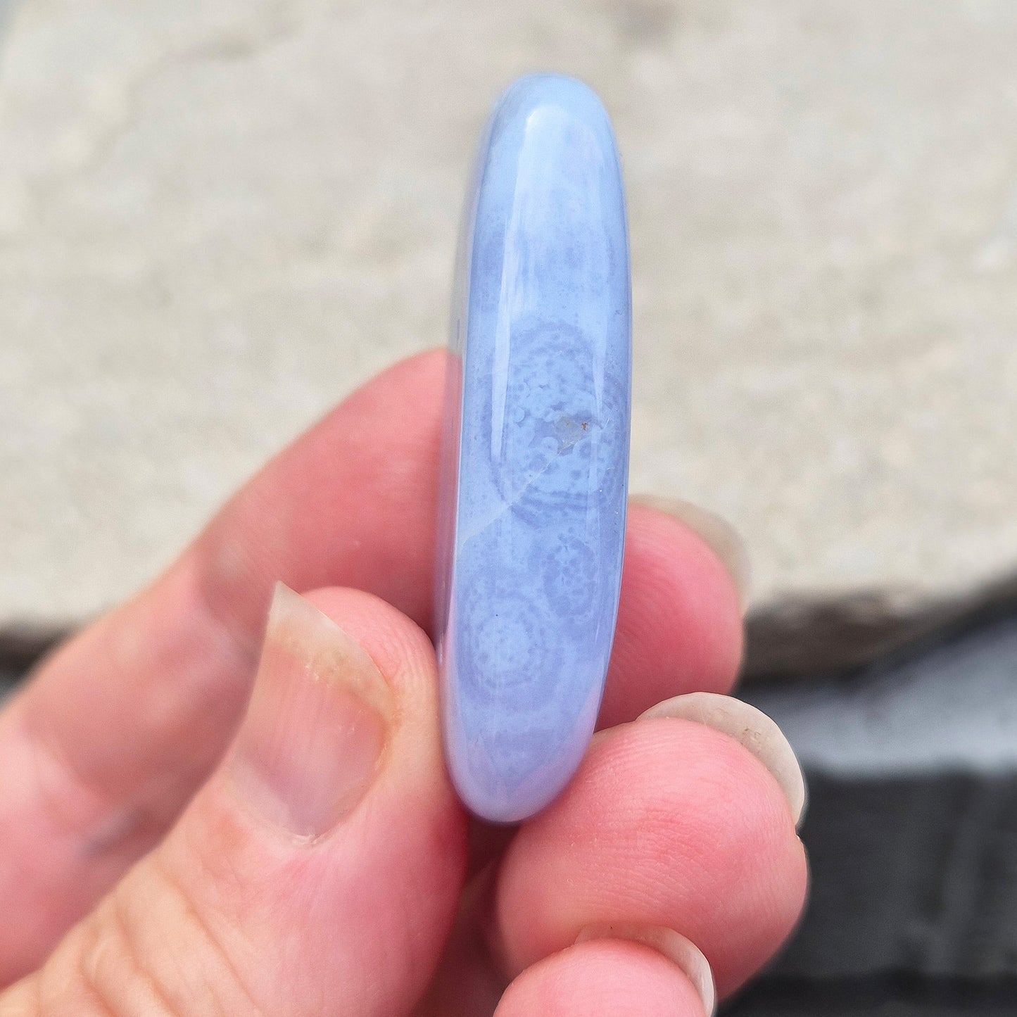 Blue Lace Agate Palm Stone - Polished Gemstone To Carry With You