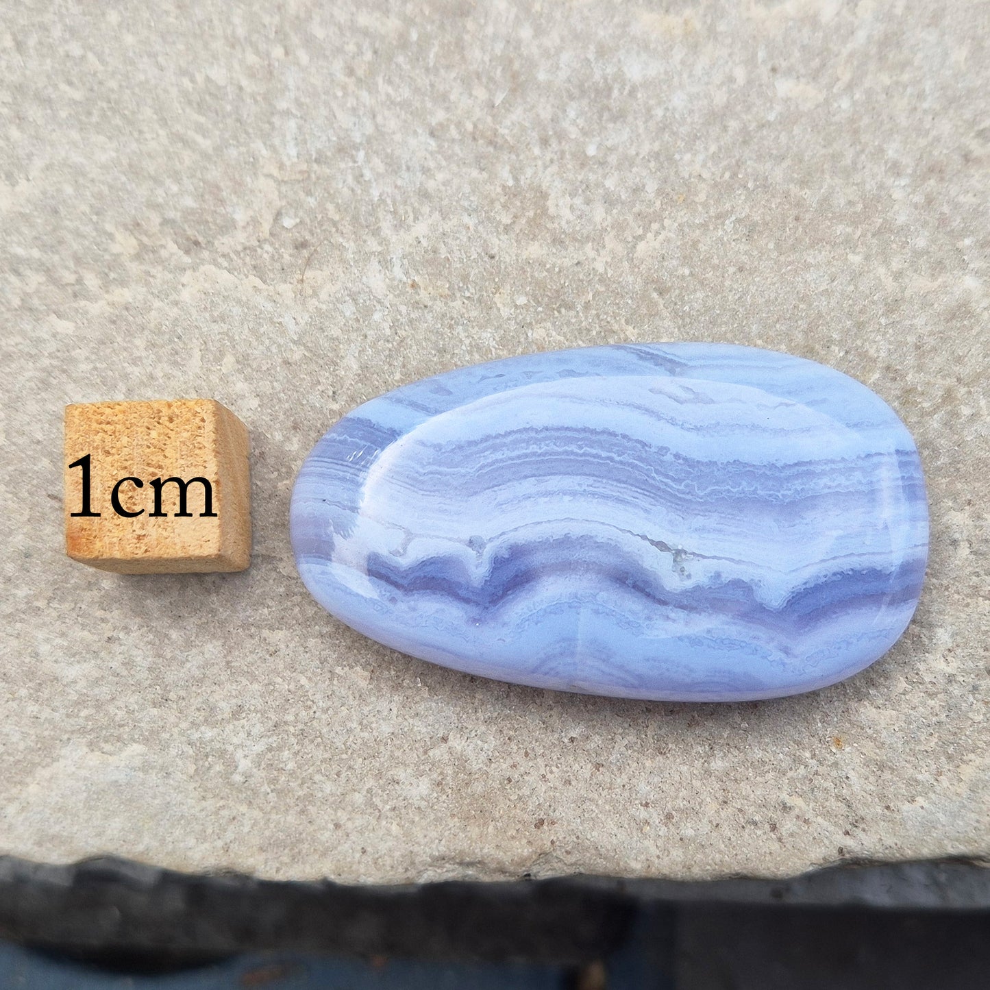 Blue Lace Agate Palm Stone - Polished Gemstone To Carry With You