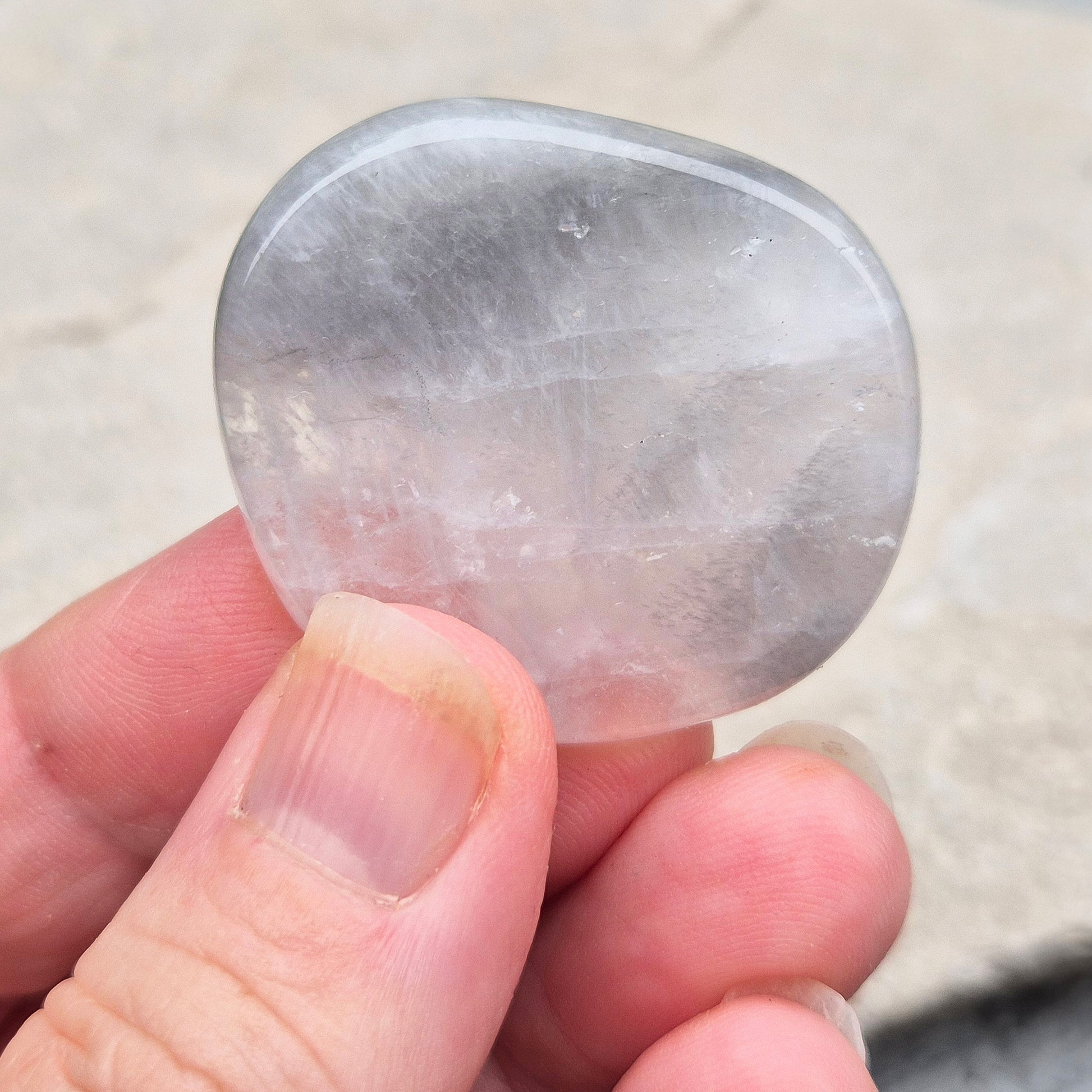 Lunar Quartz palm stones for peace, creativity, and spiritual connection. Handpicked crystals to support calm energy and open communication.