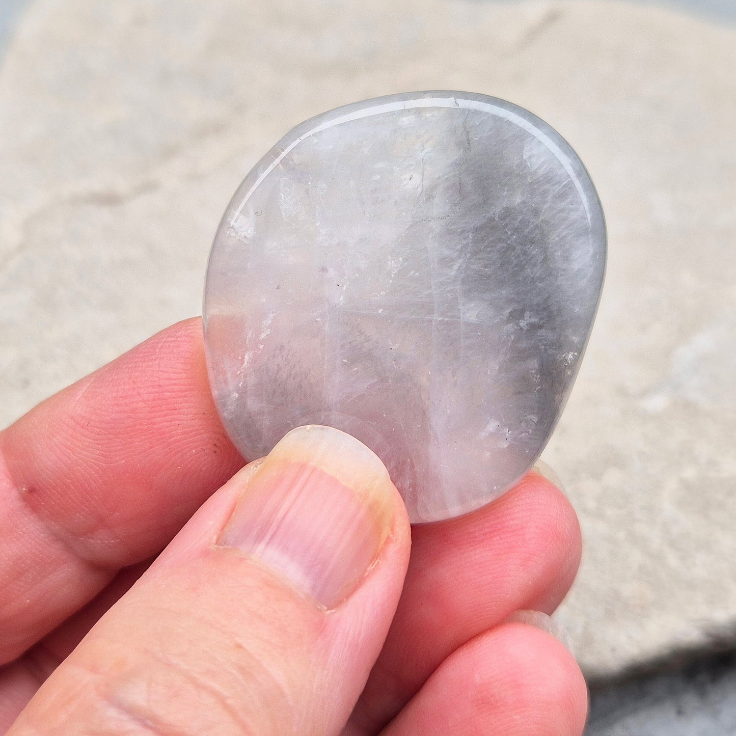 Lunar Quartz Crystal Palm Stone, Graphite and Rose Quartz Gemstone