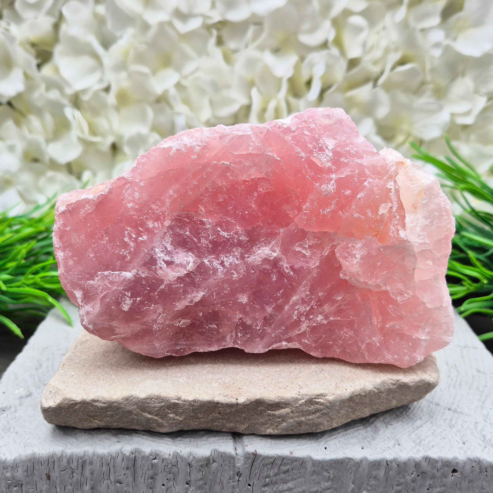 Natural Rose Quartz crystal from Namibia. Gentle stone of love that brings calm, emotional support, balance, and unconditional self-love. 