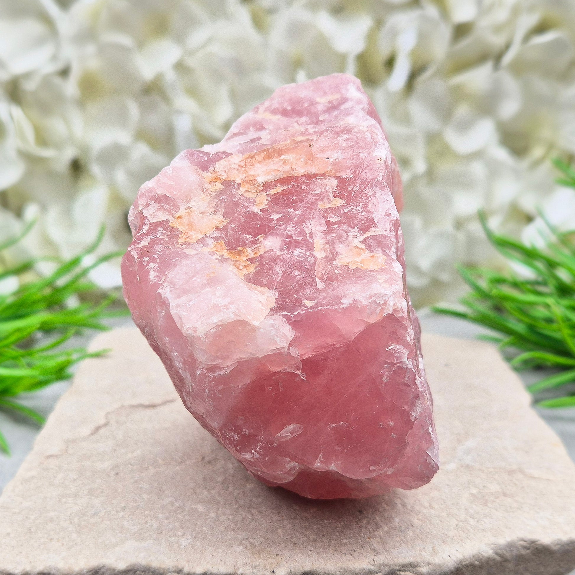 Natural Rose Quartz crystal from Namibia. Gentle stone of love that brings calm, emotional support, balance, and unconditional self-love. 