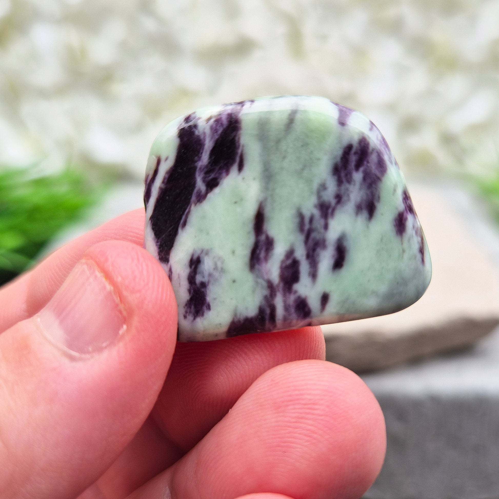 Rare Kammererite crystal slice with soothing purple tones. A unique collector’s stone for clarity, meditation, and spiritual growth.
