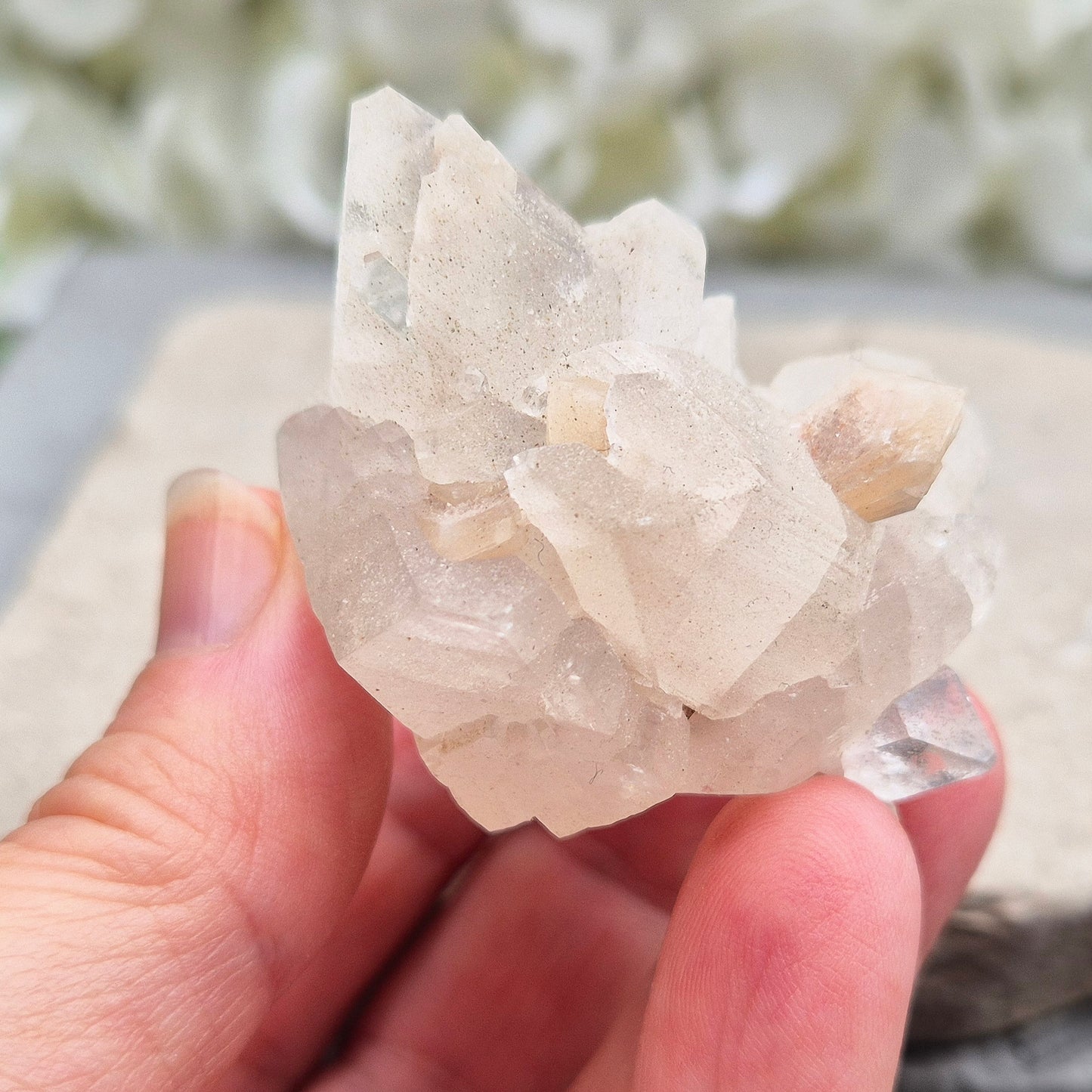 Natural Apophyllite crystal for spiritual growth and gentle energy balancing. Perfect for meditation, crystal grids, or display in your space.