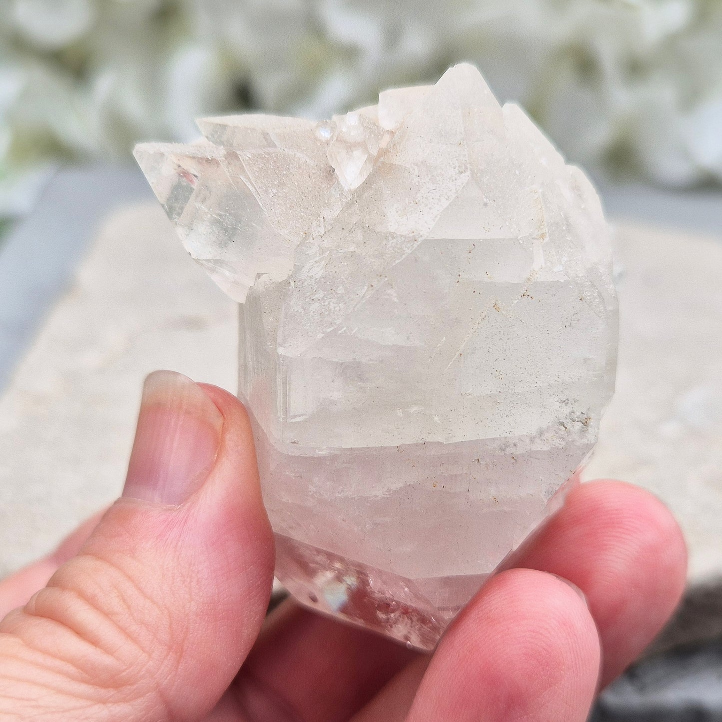 Apophyllite Crystal Cluster with Stilbite