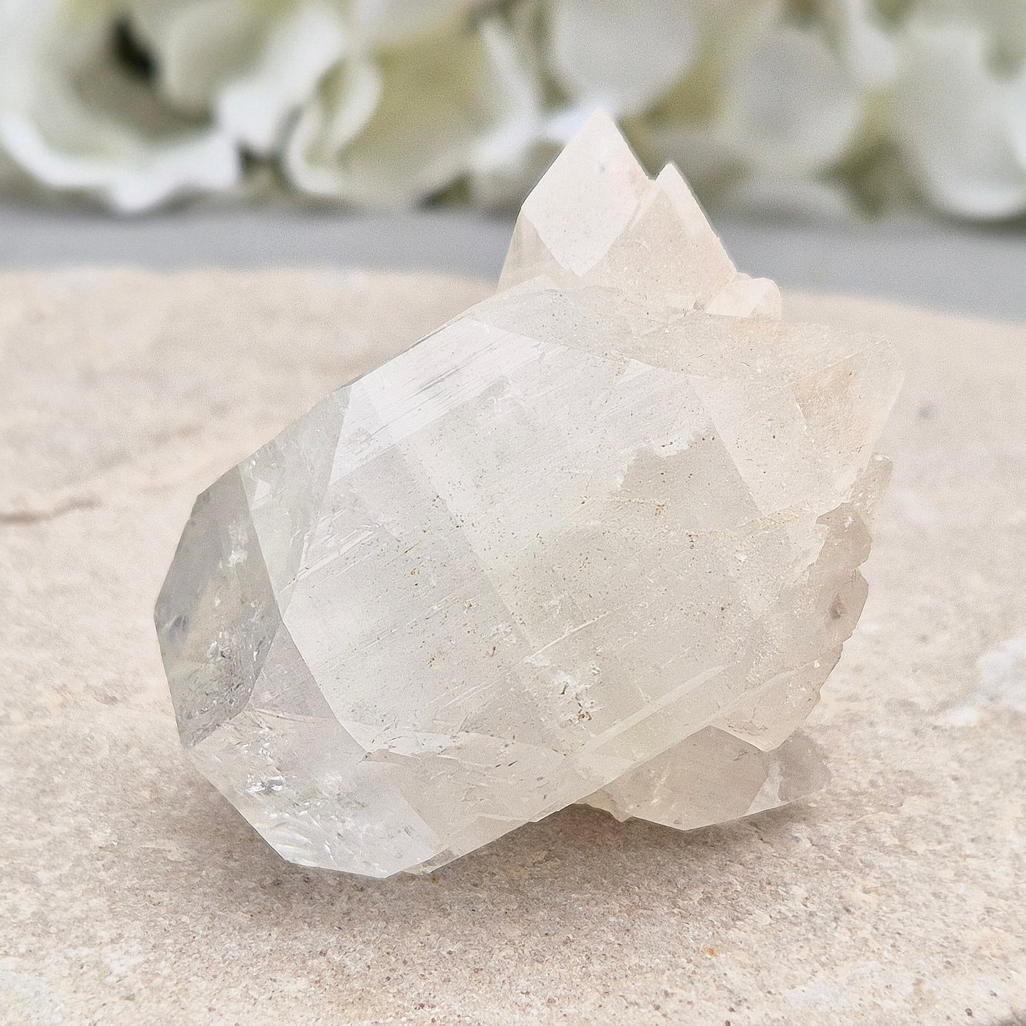Apophyllite Crystal Cluster with Stilbite