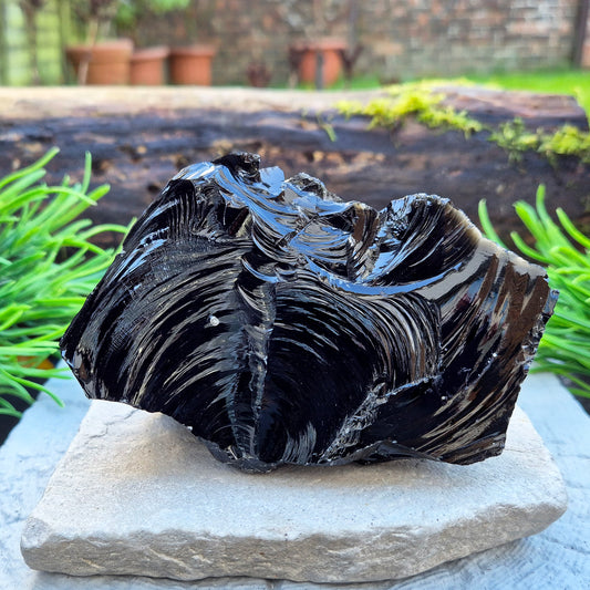 Black Obsidian - Natural, Self Standing, Eye-catching addition to any collection, display or altar