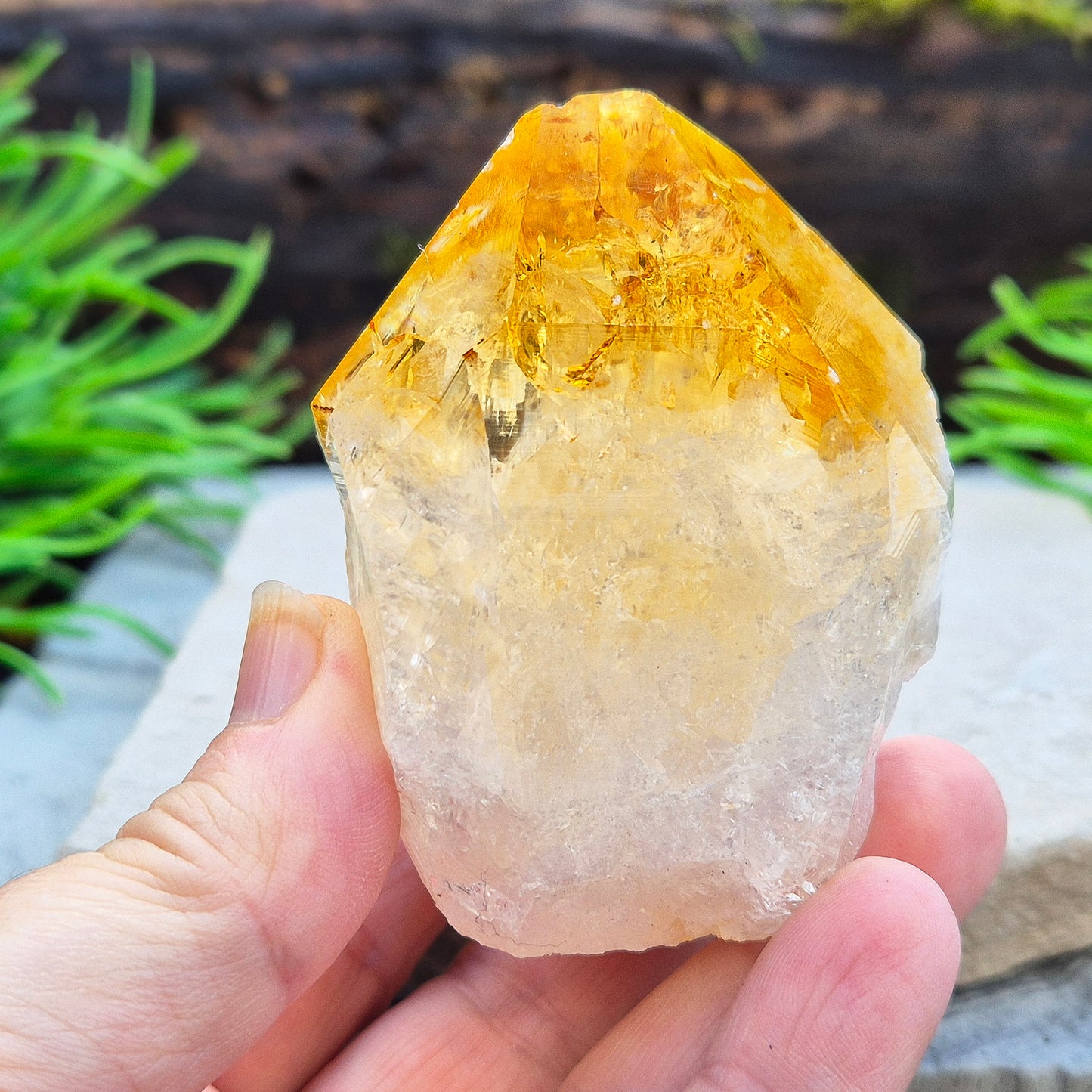 Citrine Crystal Standing Point - Polished Tip, Natural Sides