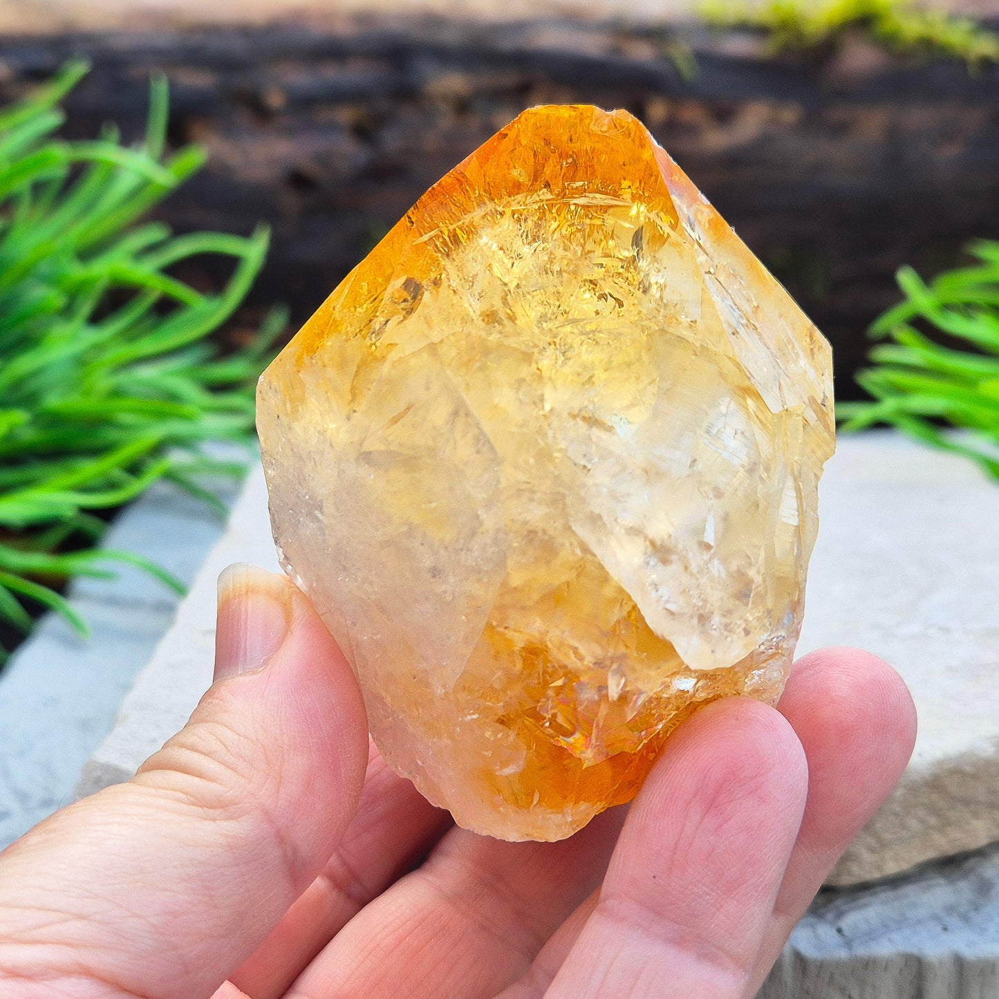 Citrine Crystal Standing Point - Polished Tip, Natural Sides