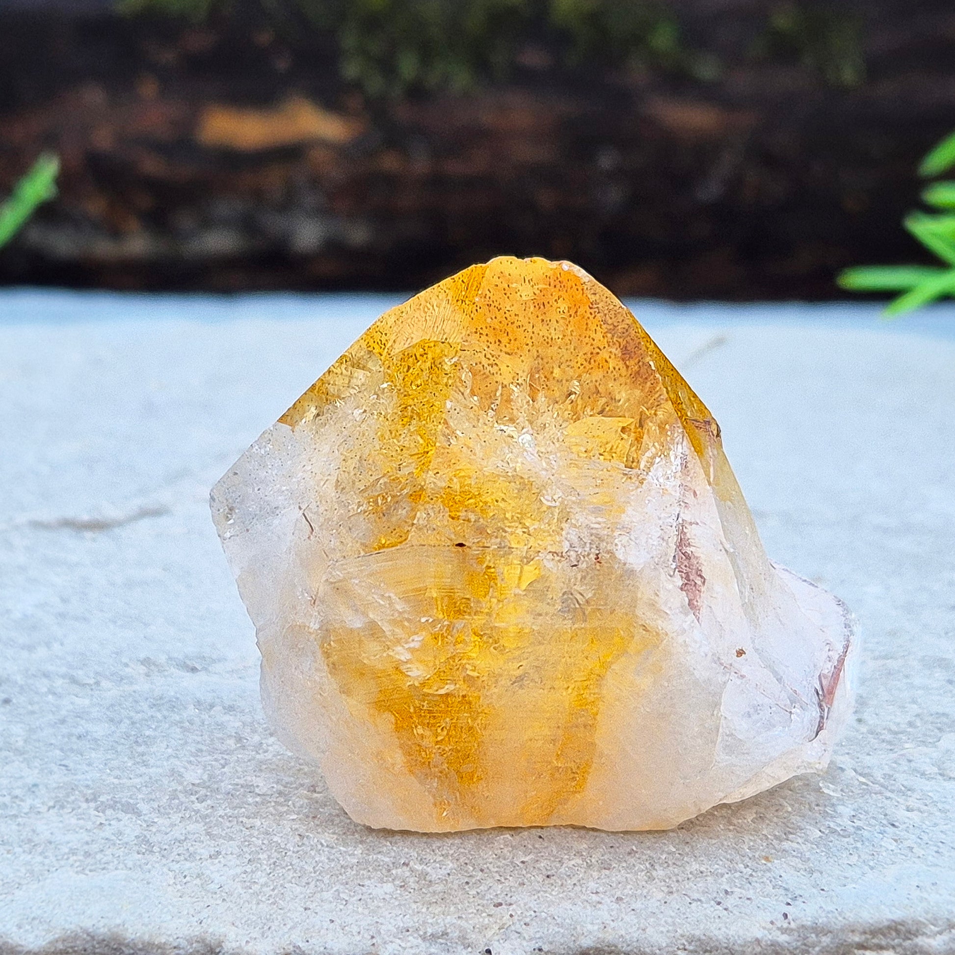 Citrine Crystal Standing Point. A stone to attract joy, success and abundance. Used to motivate, give confidence and feel more positive about yourself. 