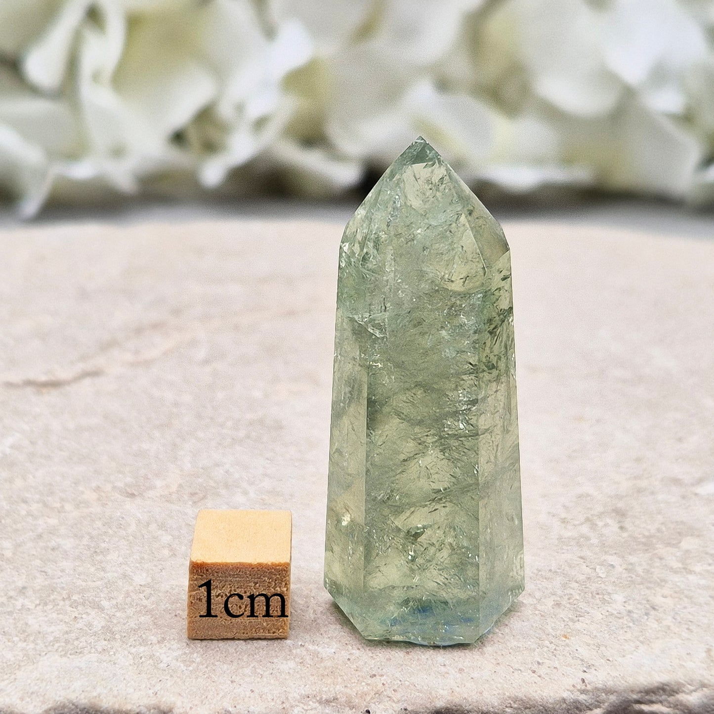 Prasiolite Polished Crystal Standing Point, AAA grade