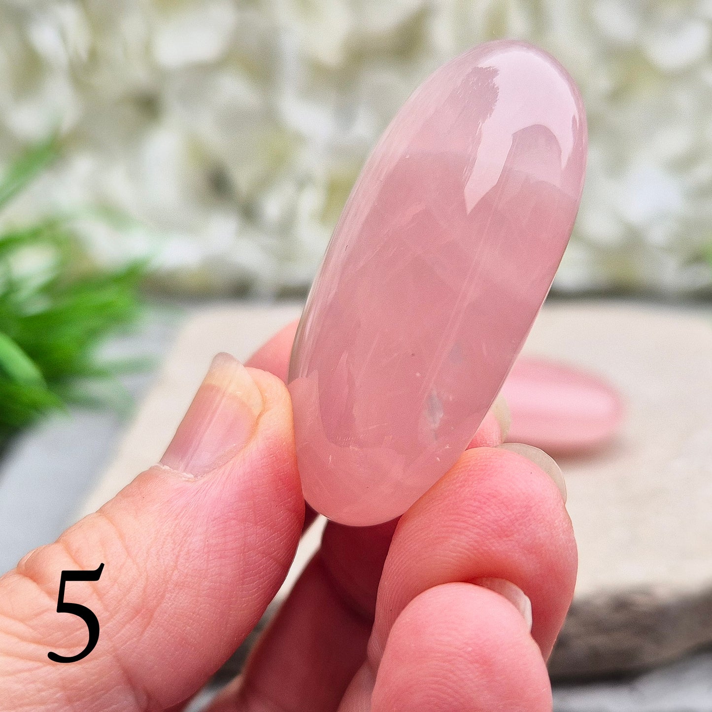 Rose Quartz Crystal Palm Stone, Pocket Gemstone