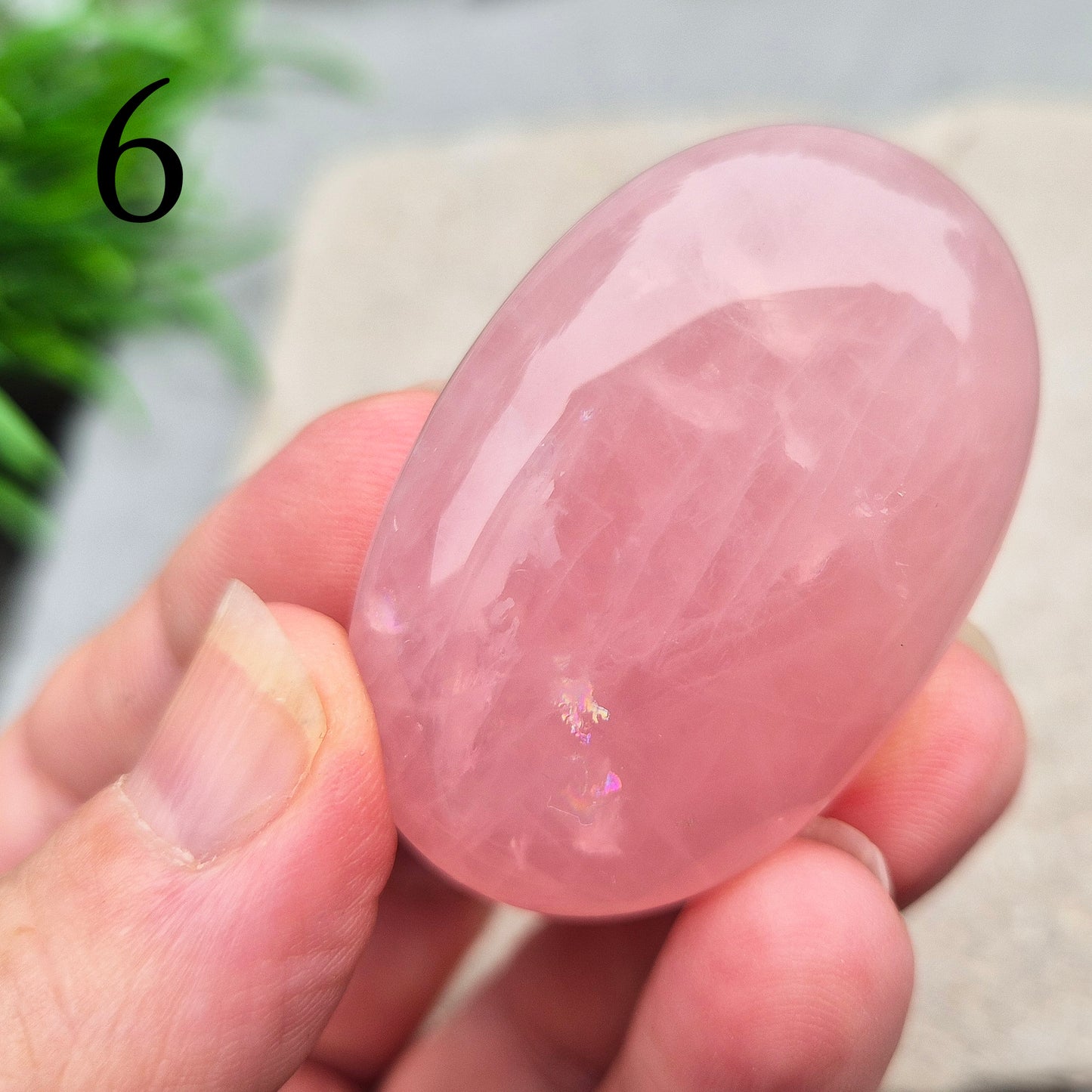 Rose Quartz Crystal Palm Stone, Pocket Gemstone