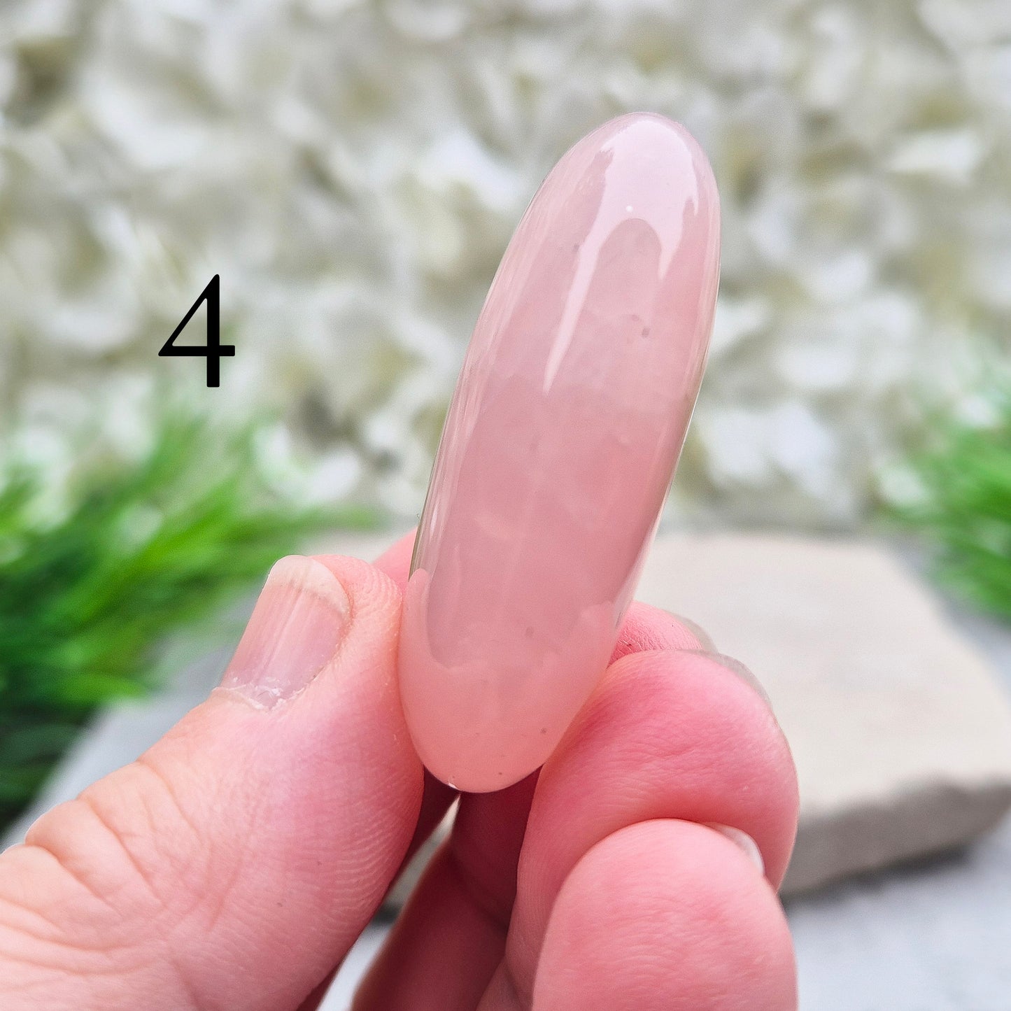 Smooth Rose Quartz palm stone for love, comfort, and emotional healing. Easy to hold, perfect for meditation, stress relief, and gentle heart energy. 