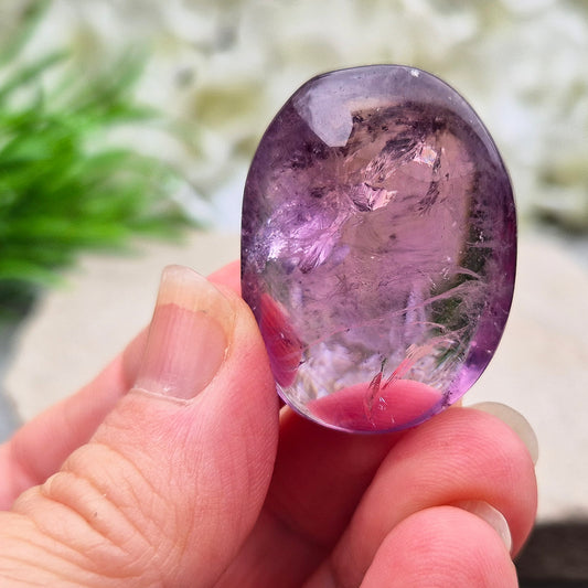 Amethyst Crystal Palm Stone, Polished Gemstone