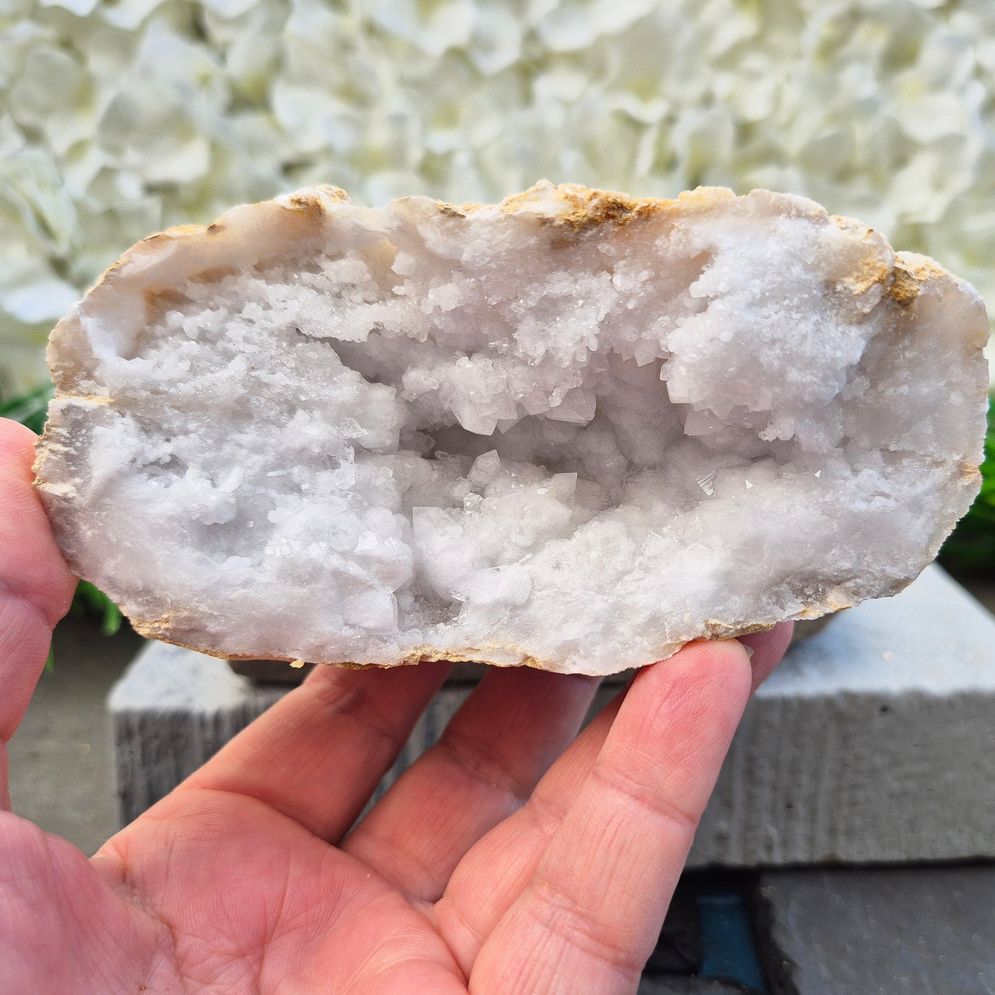 Beautiful quartz geode pair with a gentle, room-settling energy. Perfect for peaceful décor, spiritual spaces, and meaningful crystal gifts.