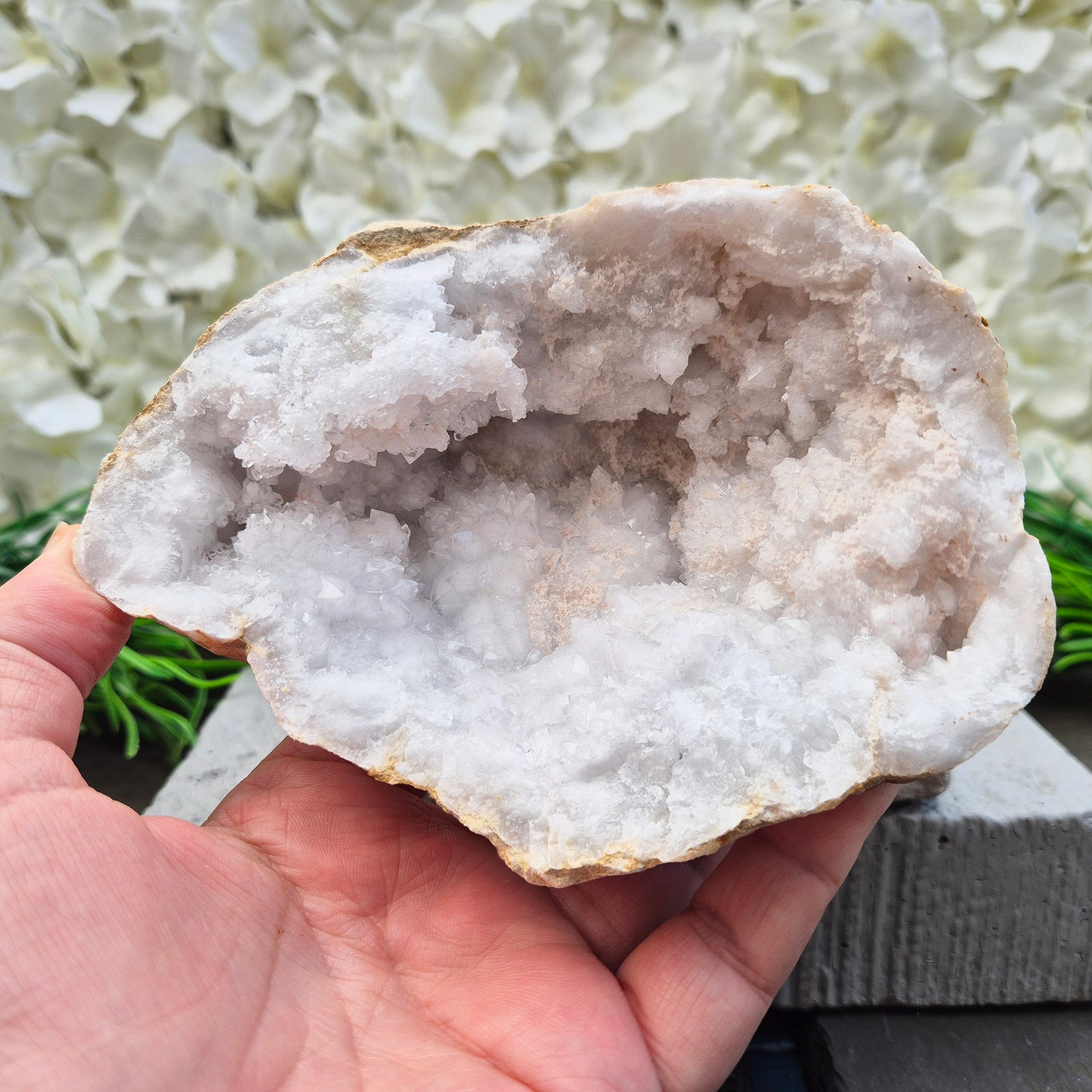 Striking quartz geode pair that radiates gentle, ambient energy. Great for mindful décor, gifting, and creating a calm, welcoming space.